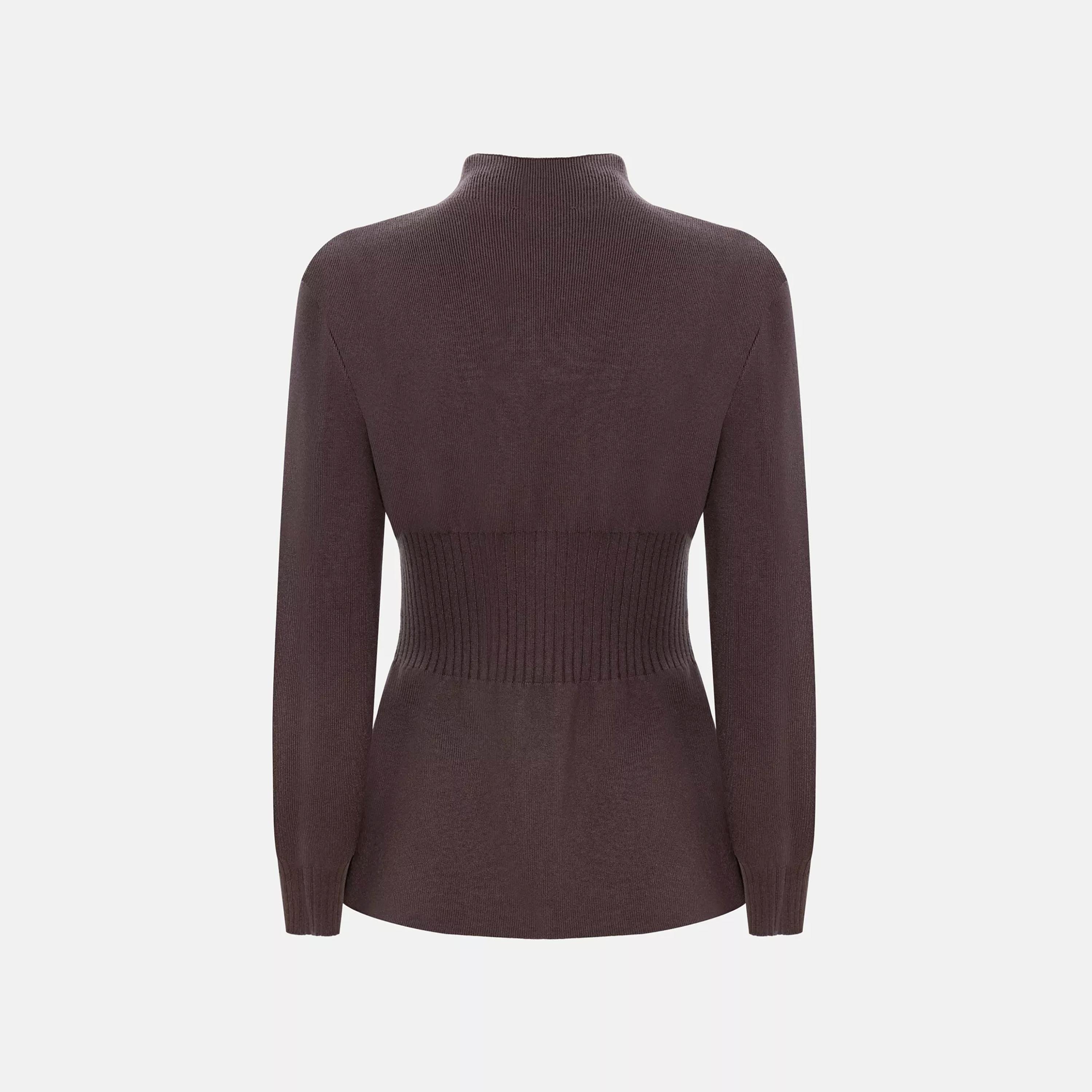 كارديجان بيبلوم حريمي بياقة قائمة من ليتشي-women-winterwear-cardigansandjumpers-cardigans-image-6