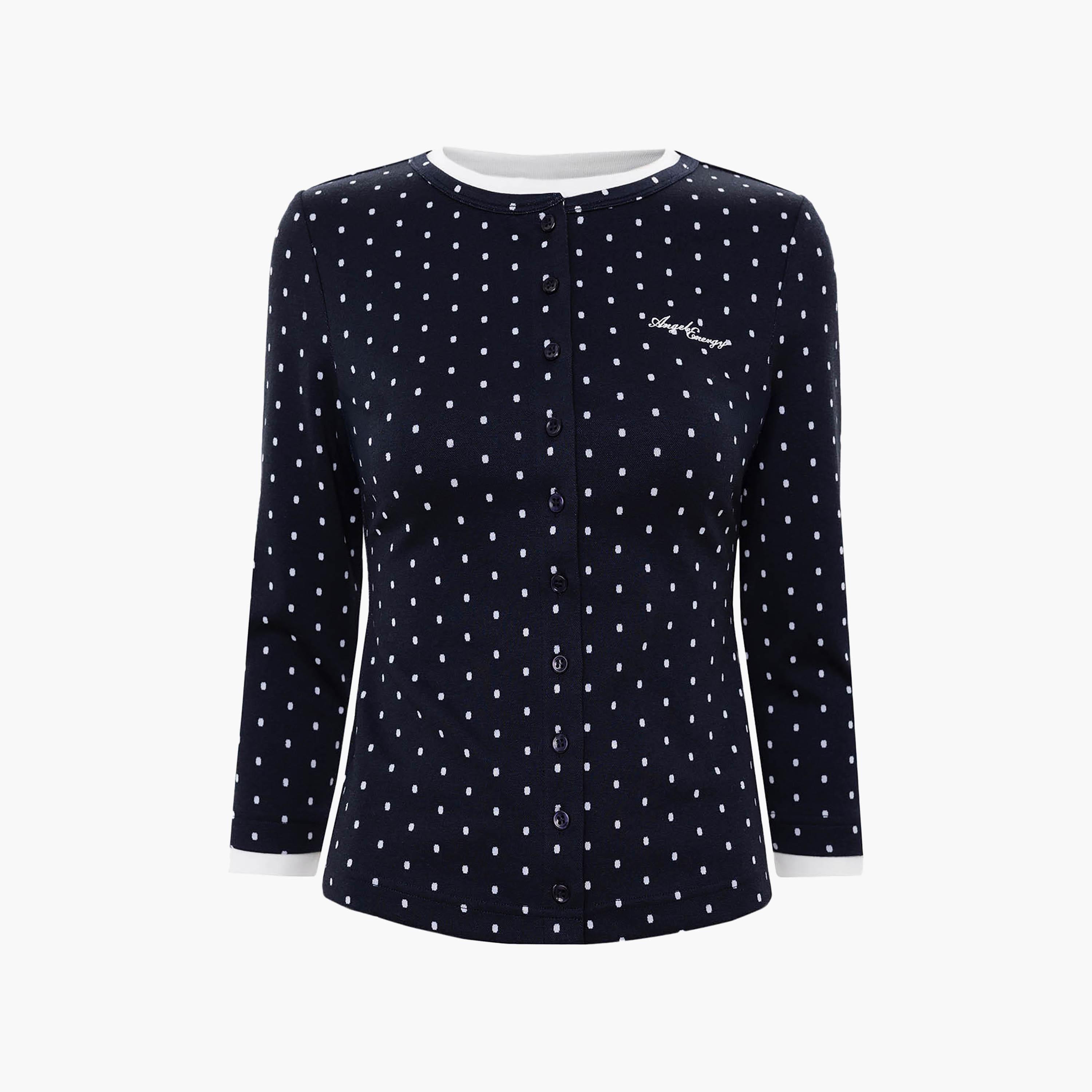 كارديجان نسائي بنقشة تنقيط (بولكا دوت) باللون الكحلي من ليتشي-women-winterwear-cardigansandjumpers-cardigans-image-4