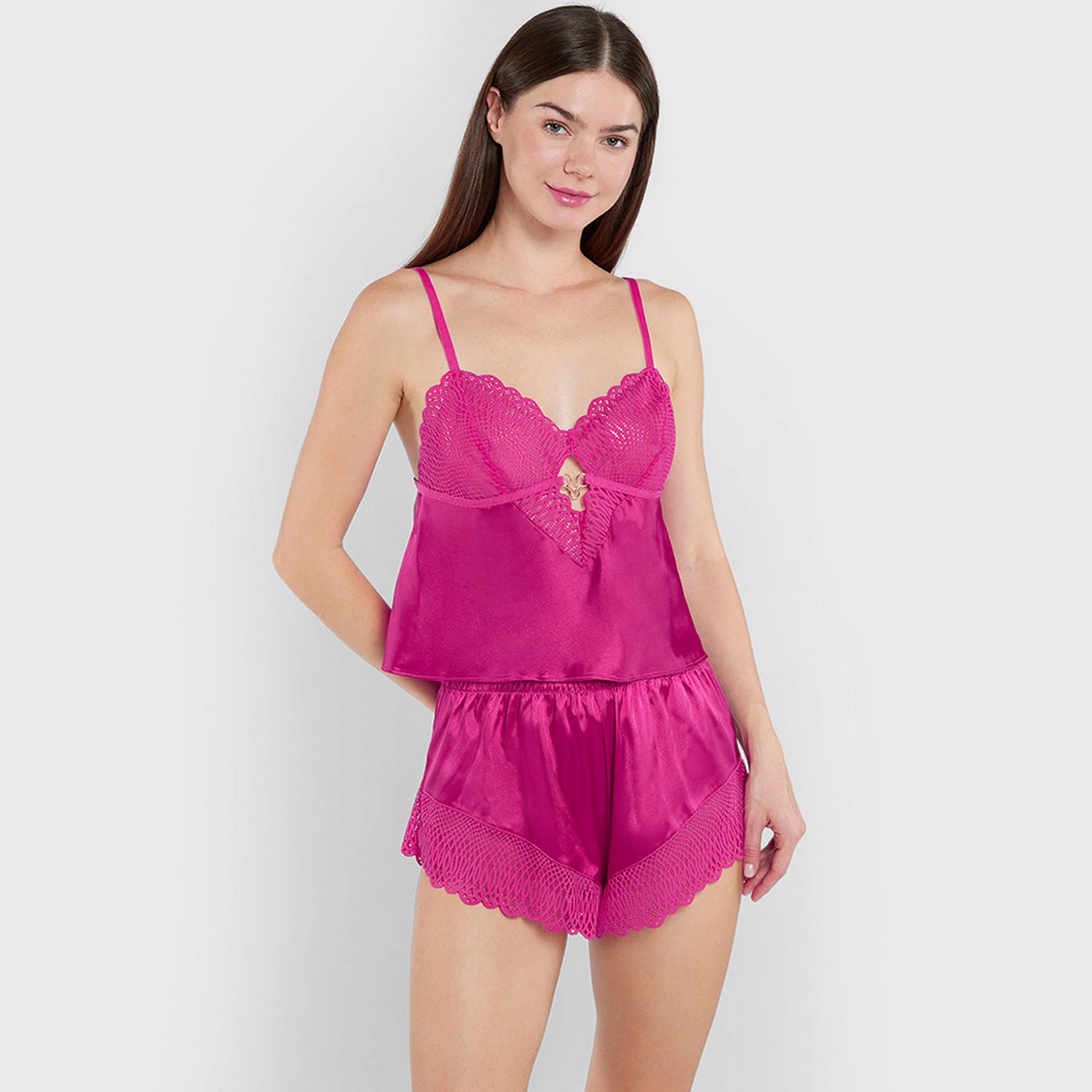 توب نسائي كامي دانتيل بحمالات رفيعة من إيزلا آند إيفي-women-clothing-nightwear-pyjamas-tops-image-1