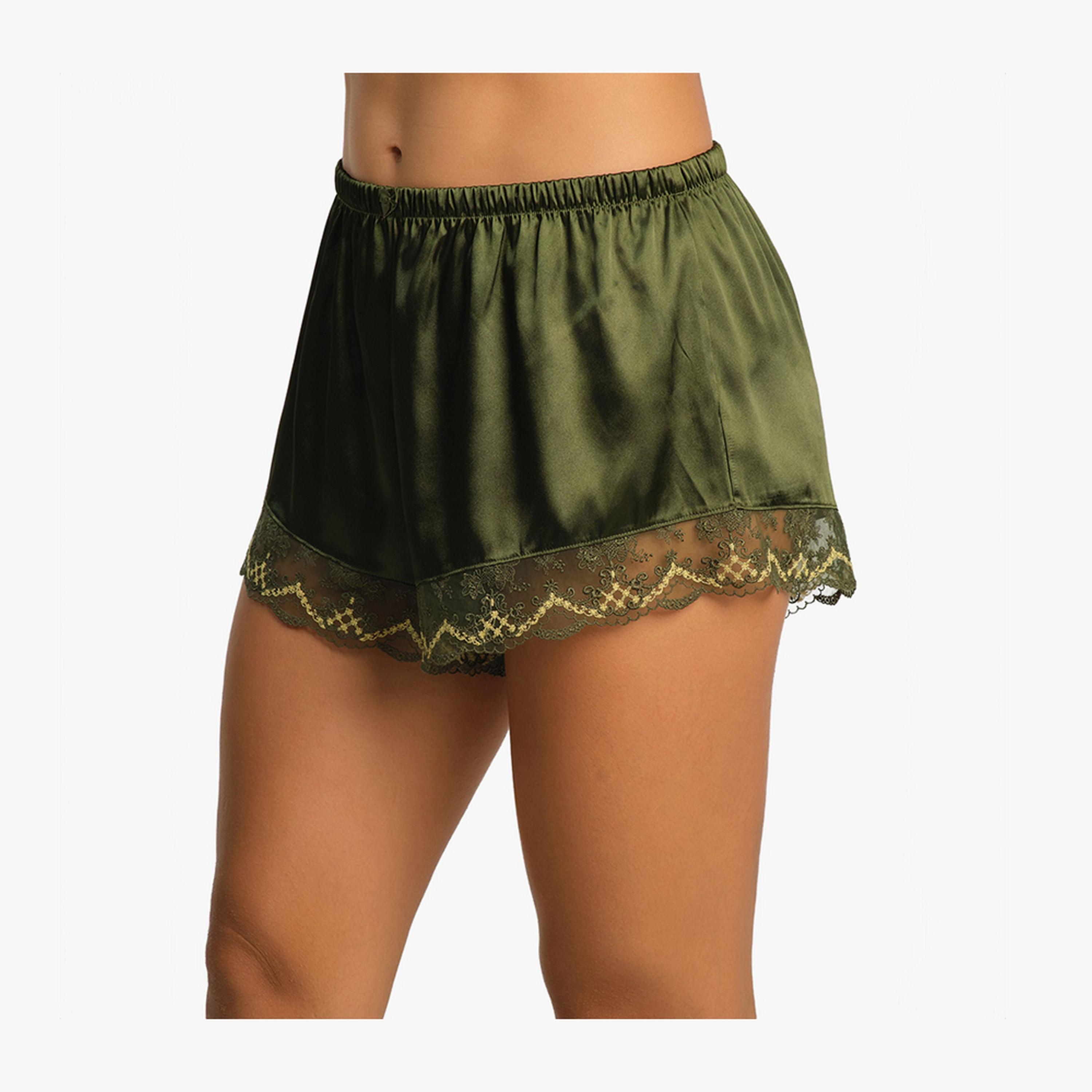 شورتات نسائية دانتيل مريحة بخصر مطاطي من إيزلا آند إيفي-women-clothing-nightwear-pyjamas-bottoms-image-1