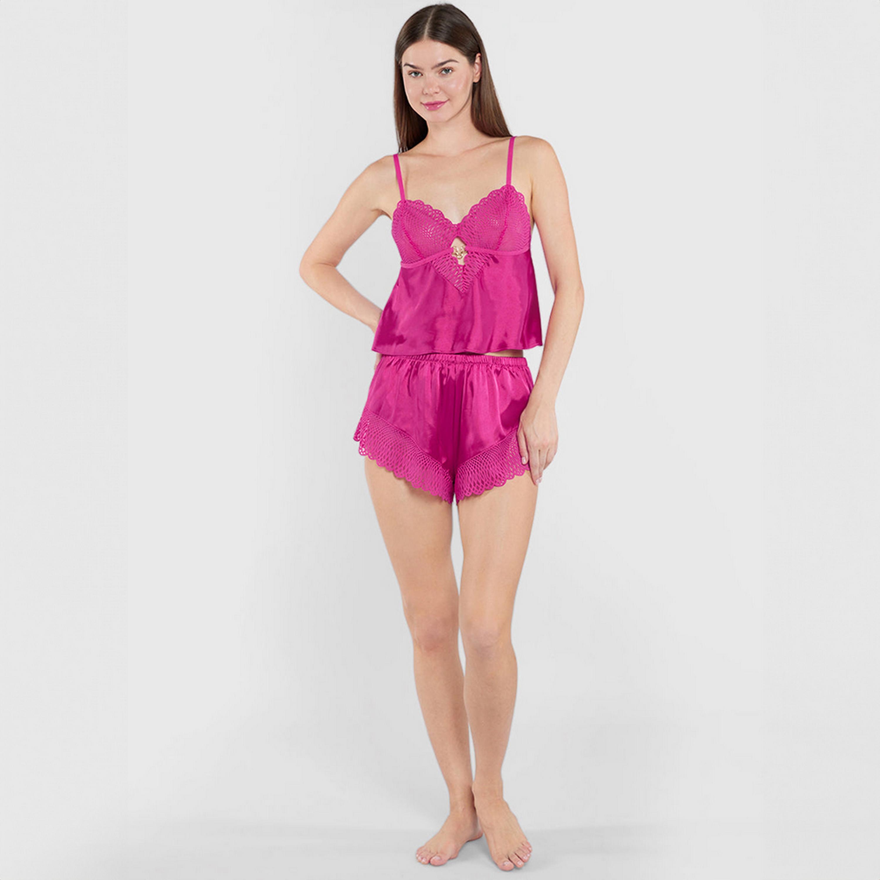 Isla & Evie Lace Unlined Elasticated Women's Shorts-women-clothing-nightwear-pyjamas-bottoms-image-2