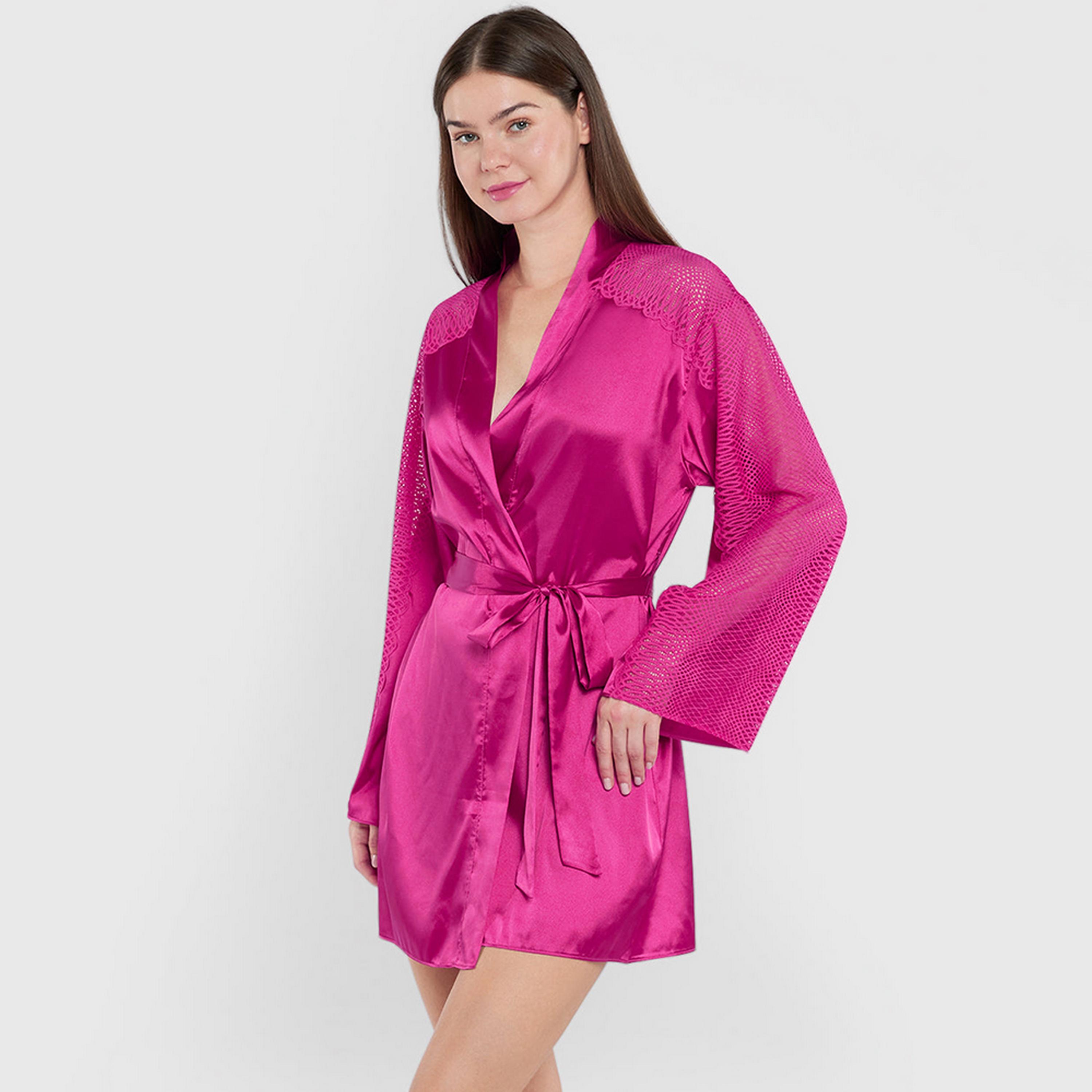 روب نسائي دانتيل بأكمام طويلة من إيزلا آند إيفي-women-clothing-nightwear-robes-image-1