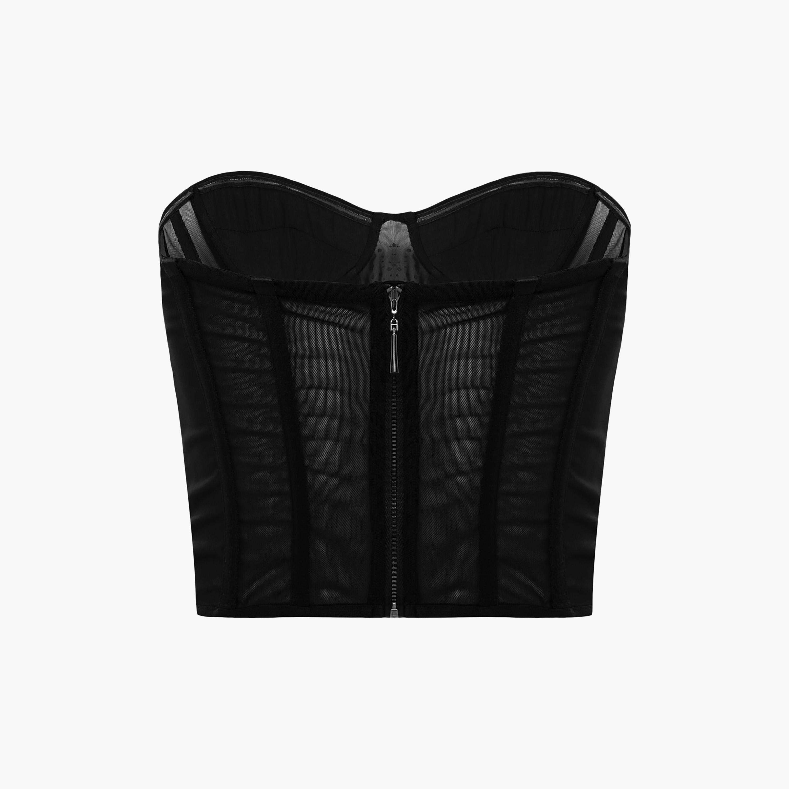 مشد (كورسيه) مزين بفصوص معدنية (ستدز) للنساء باللون الأسود من ليتشي-women-clothing-lingerie-corsets-image-6