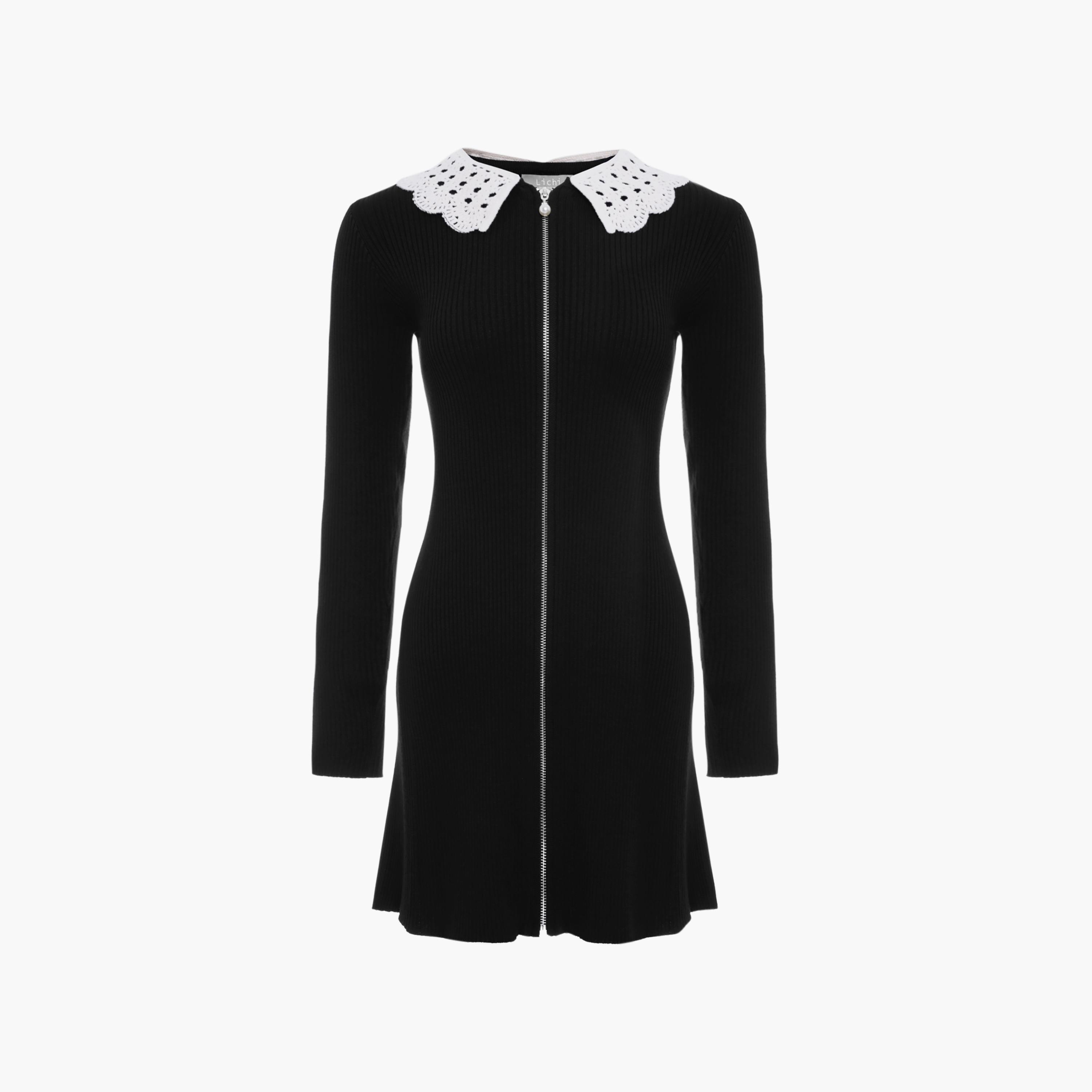فستان قصير (ميني) ضيق بياقة مفرغة من الجيرسيه للنساء من ليتشي-women-clothing-dresses-image-5