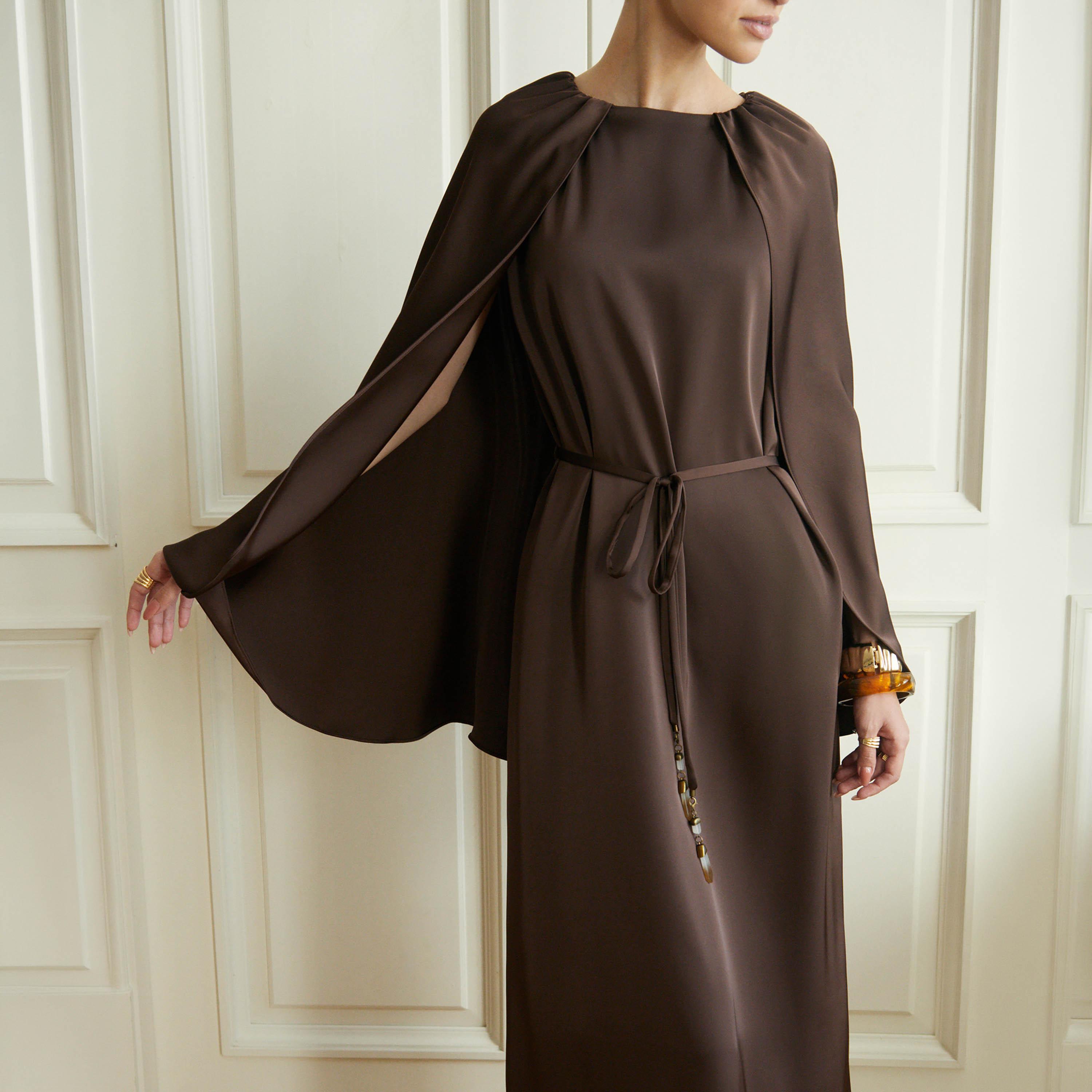 Lichi Satin Straight Women's Maxi Dress with Overlay-women-clothing-dresses-image-4