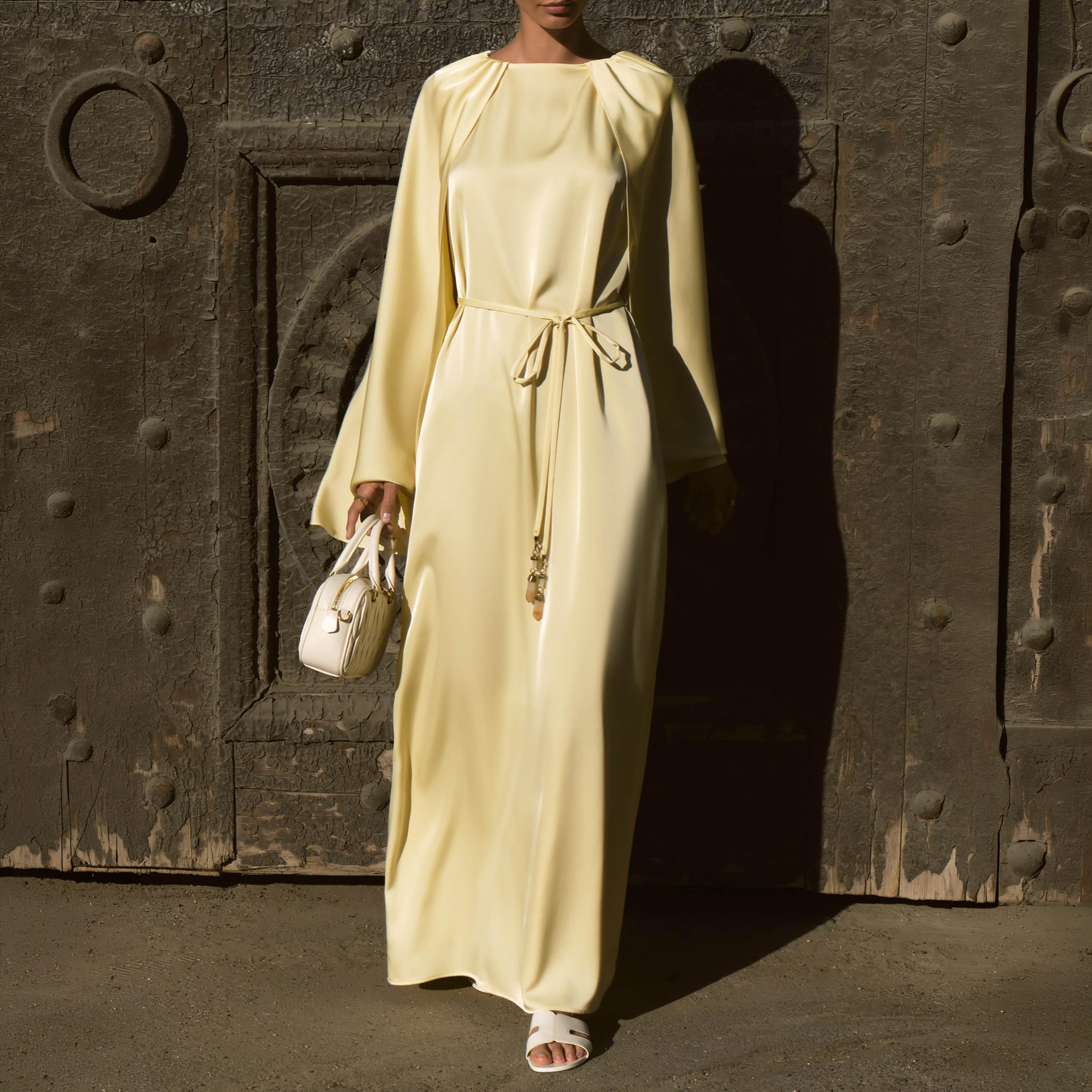 Lichi Satin Straight Women's Maxi Dress with Overlay-women-clothing-dresses-image-2