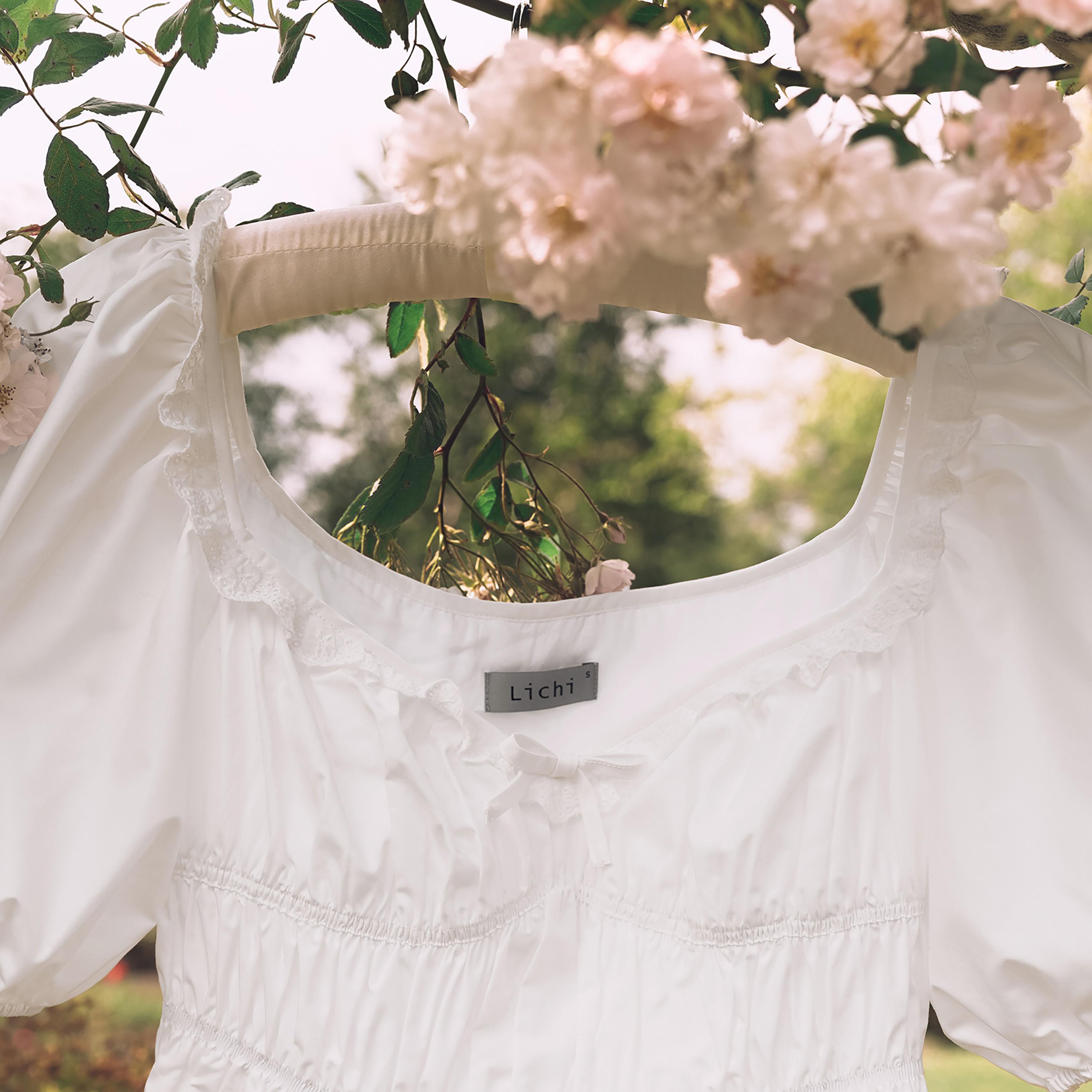 فستان قصير (ميني) كلوش بفتحة رقبة قلب وأكمام منفوخة للنساء من ليتشي-women-clothing-dresses-image-4