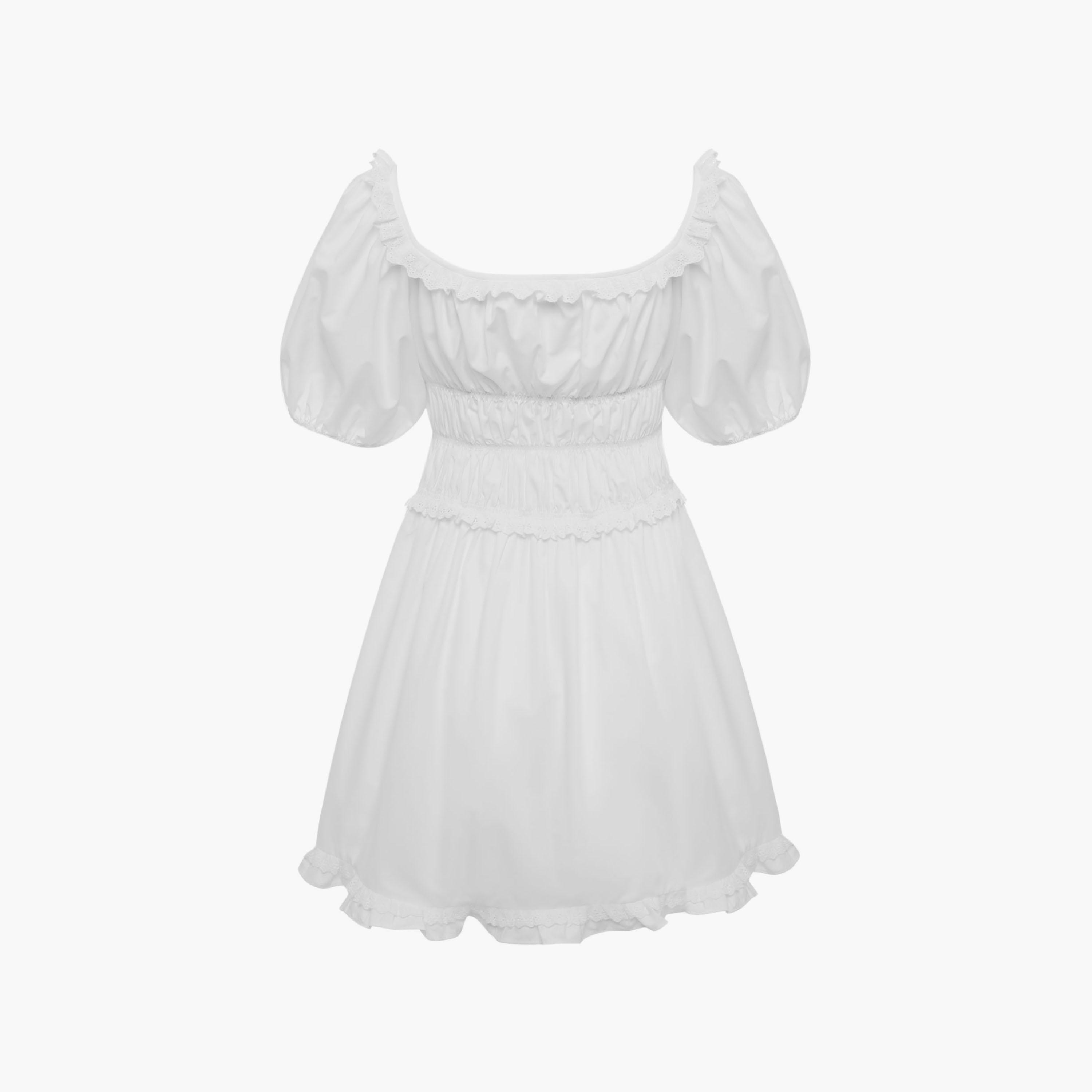 فستان قصير (ميني) كلوش بفتحة رقبة قلب وأكمام منفوخة للنساء من ليتشي-women-clothing-dresses-image-6