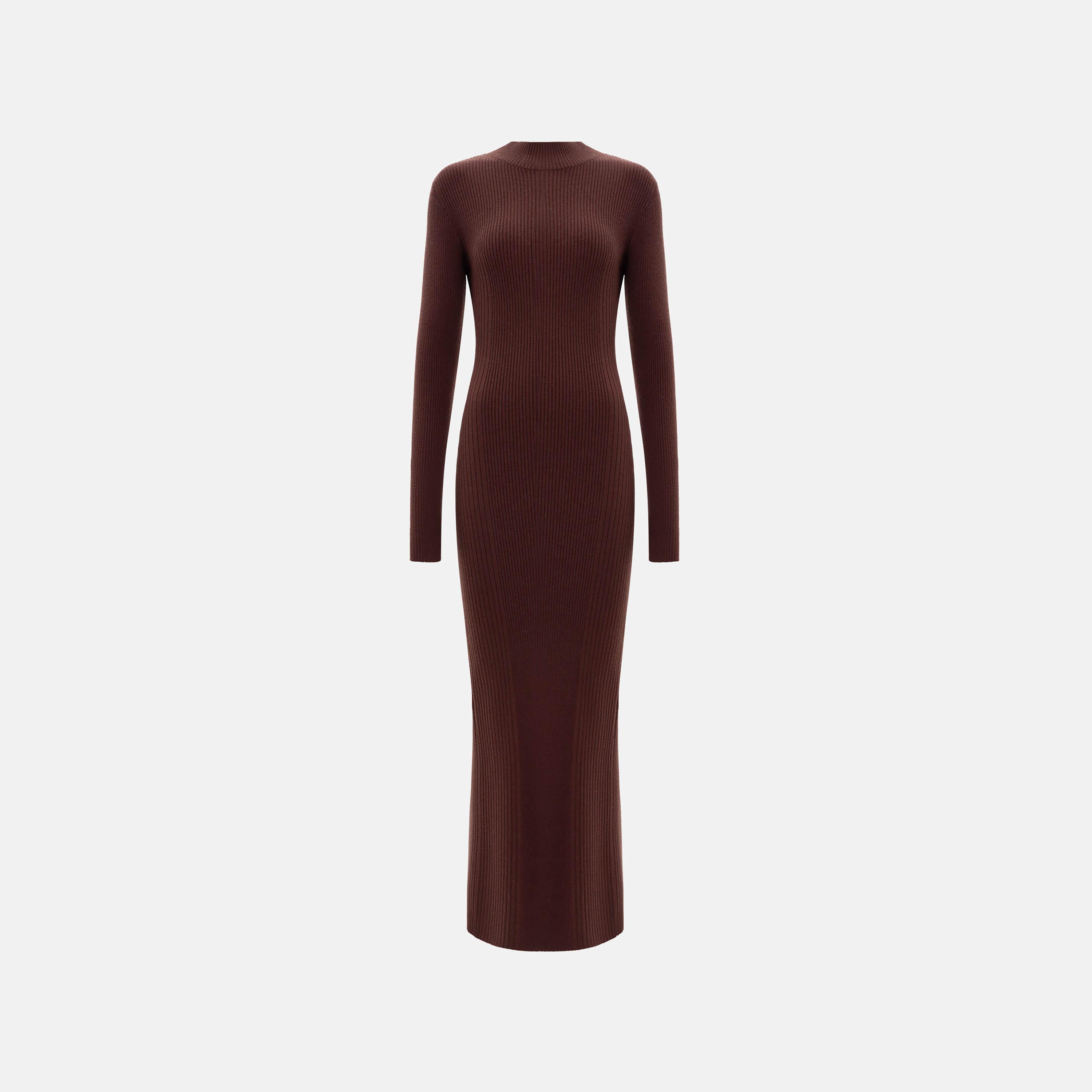 Lichi Ribbed Mock Neck Fitted Sleeves Bodycon Women's Maxi Dress-women-clothing-dresses-image-4