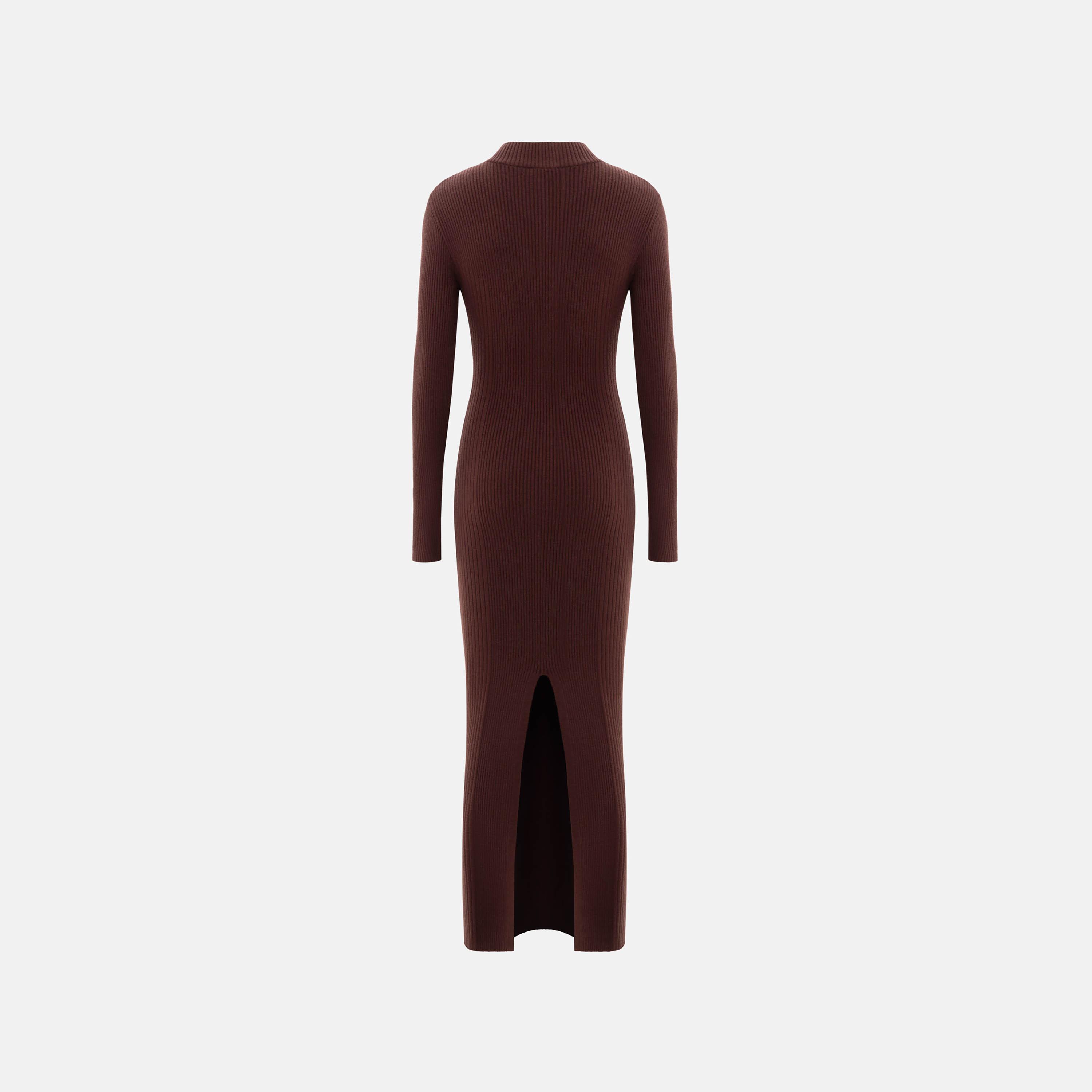 Lichi Ribbed Mock Neck Fitted Sleeves Bodycon Women's Maxi Dress-women-clothing-dresses-image-5