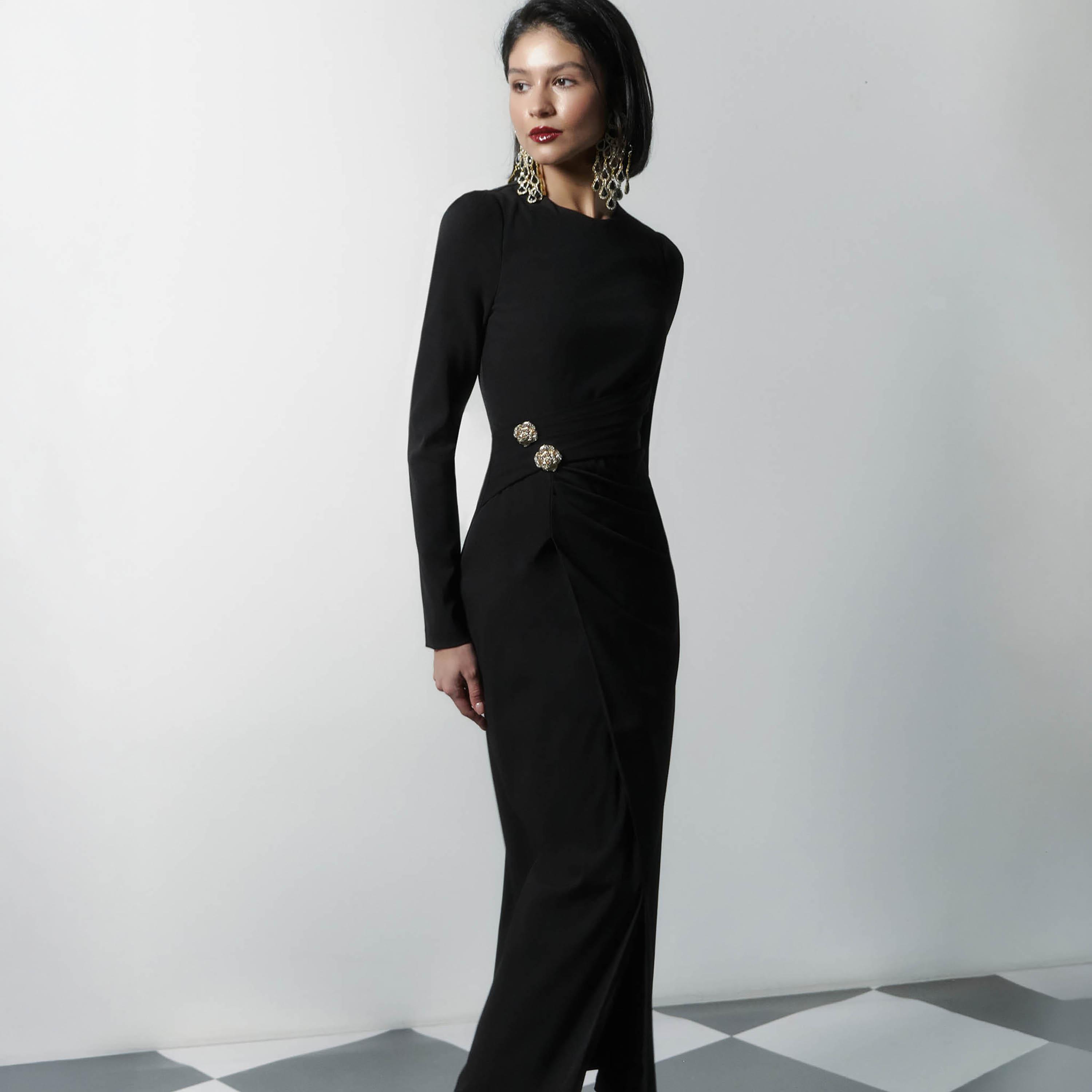 فستان سهرة ماكسي مستقيم (عمودي) للنساء من ليتشي-women-clothing-dresses-image-2