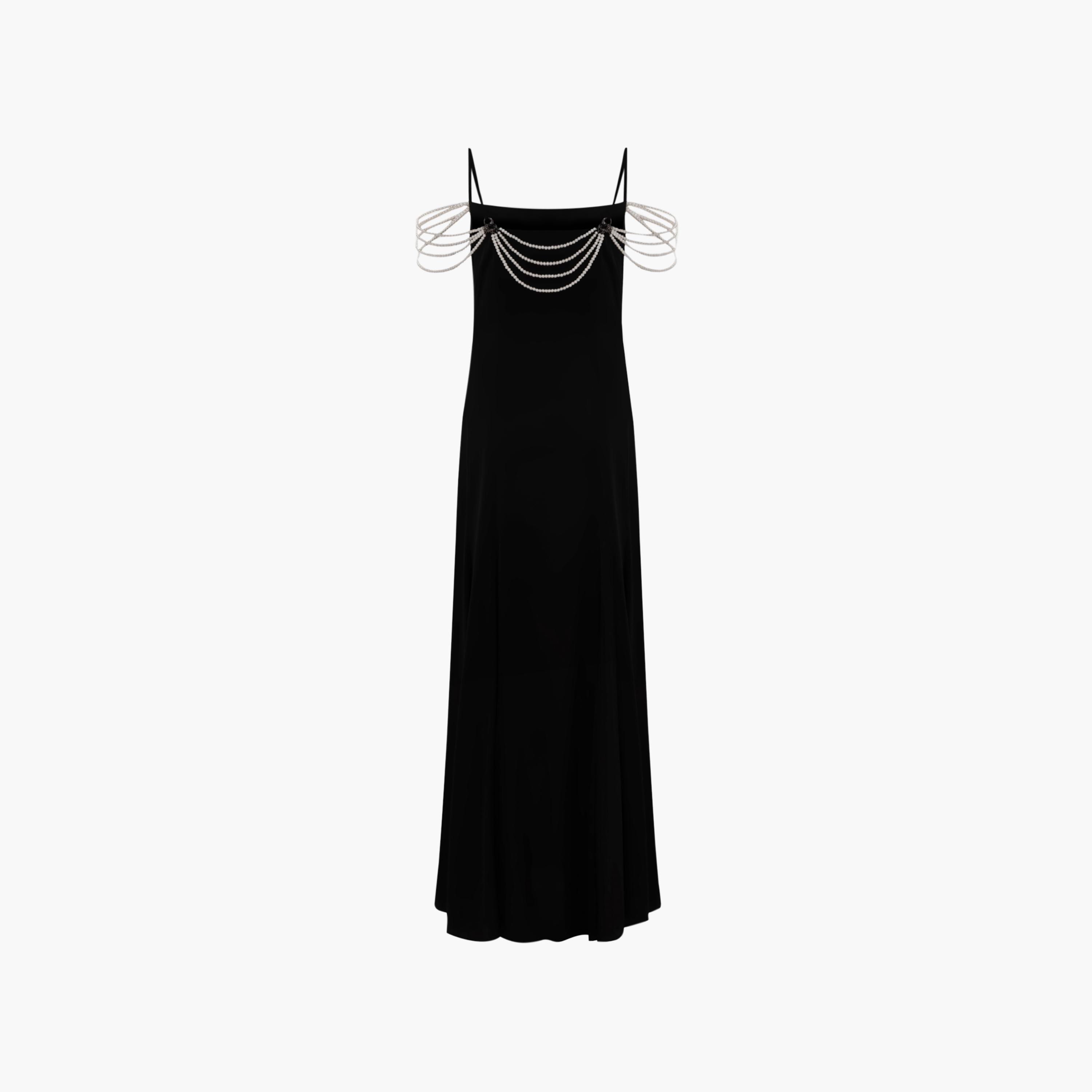 فستان سهرة ماكسي بحمالات كتف مزينة باللؤلؤ للنساء من ليتشي-women-clothing-dresses-image-6