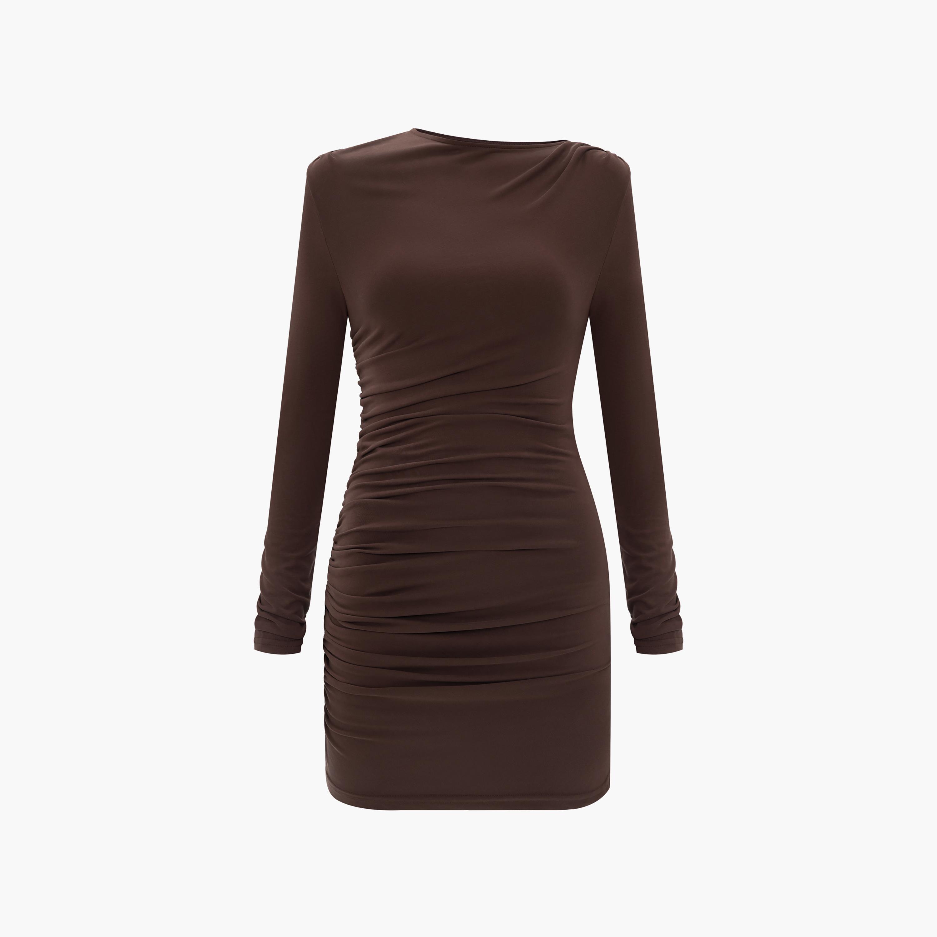 فستان قصير (ميني) ضيق (بودي كون) بكسرات من الجيرسيه للنساء من ليتشي-women-clothing-dresses-image-5