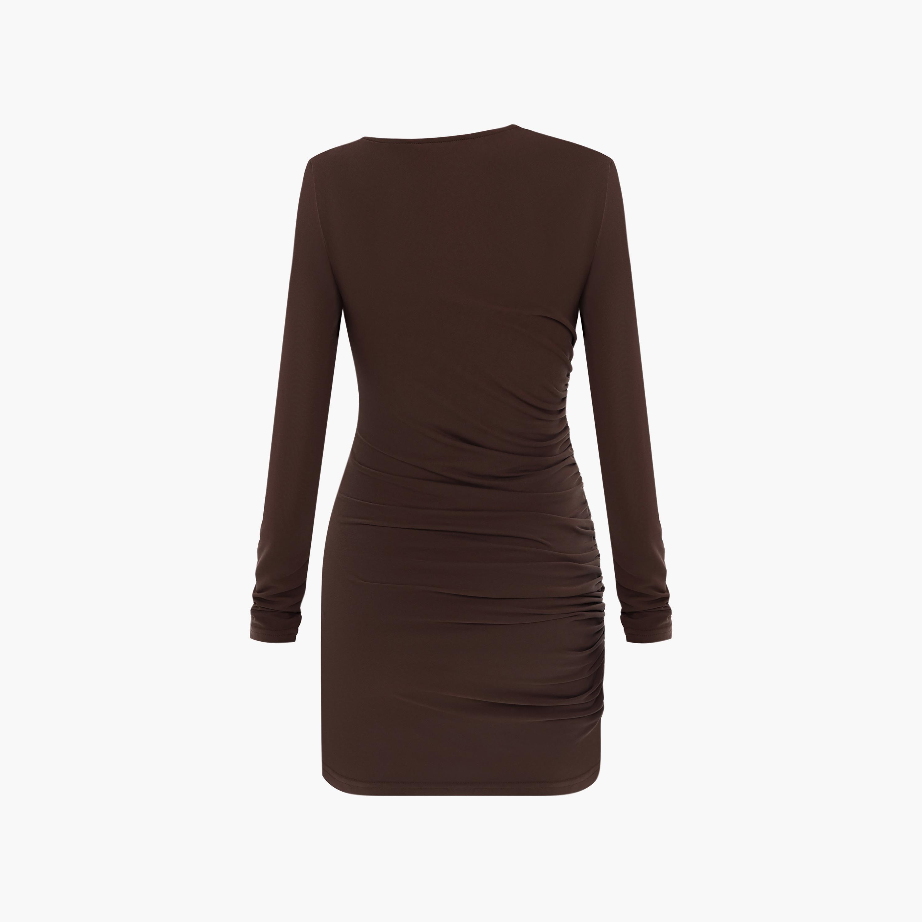 فستان قصير (ميني) ضيق (بودي كون) بكسرات من الجيرسيه للنساء من ليتشي-women-clothing-dresses-image-6