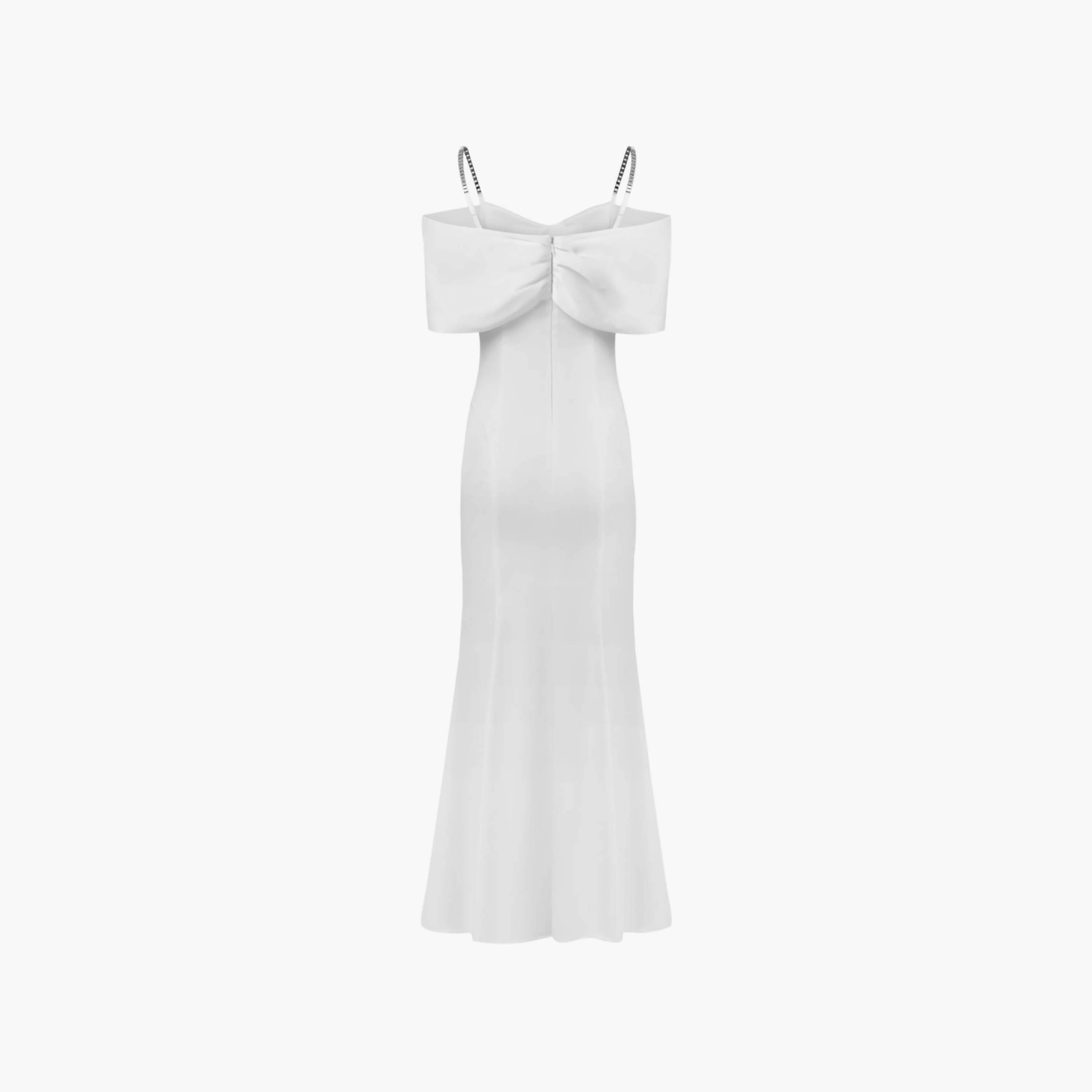 فستان سهرة ماكسي واسع من الأسفل (ترامبيت) ستان بأكتاف باردة من ليتشي-women-clothing-dresses-image-6