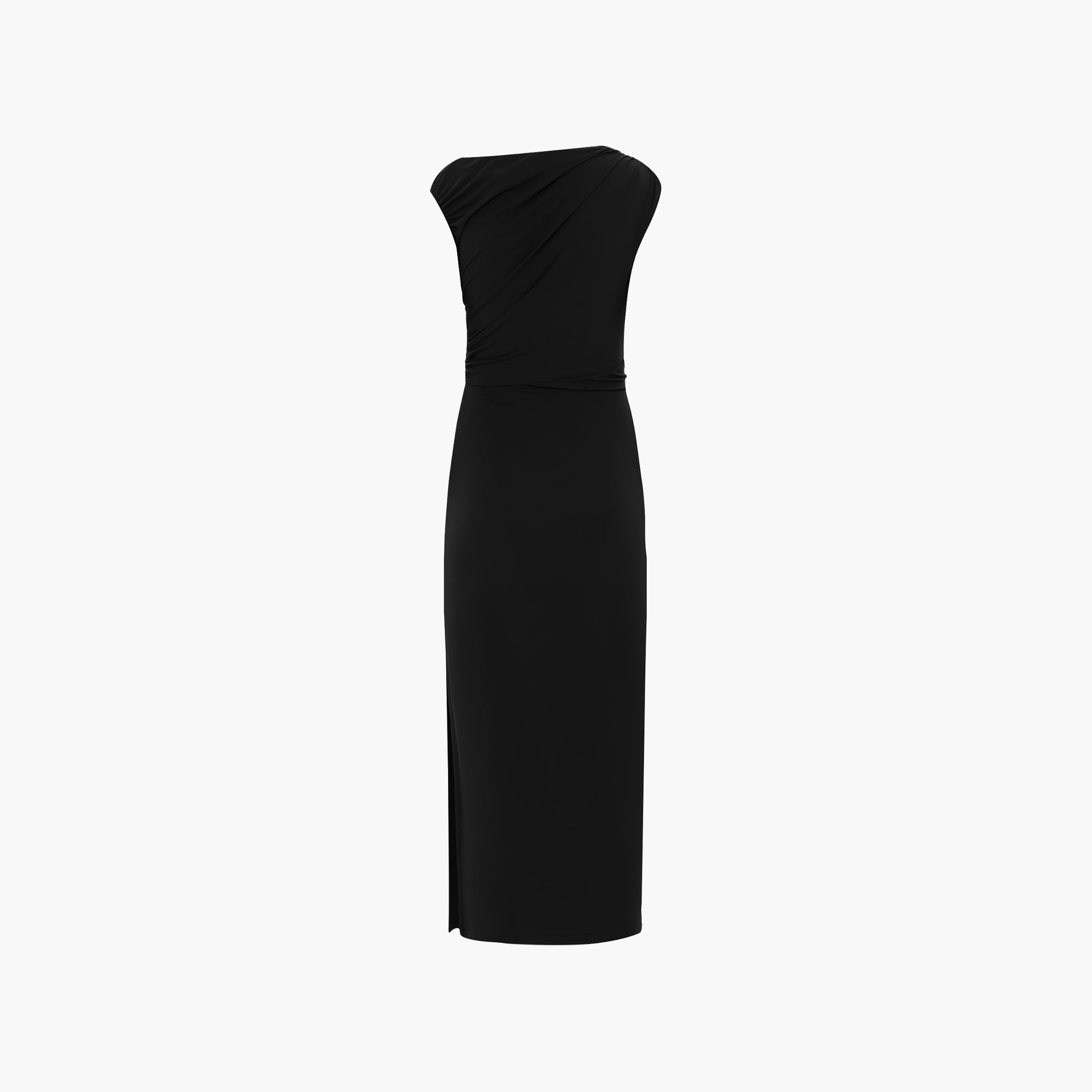 Lichi Black Jersey One-Shoulder Column Women's Maxi Dress-women-clothing-dresses-image-6