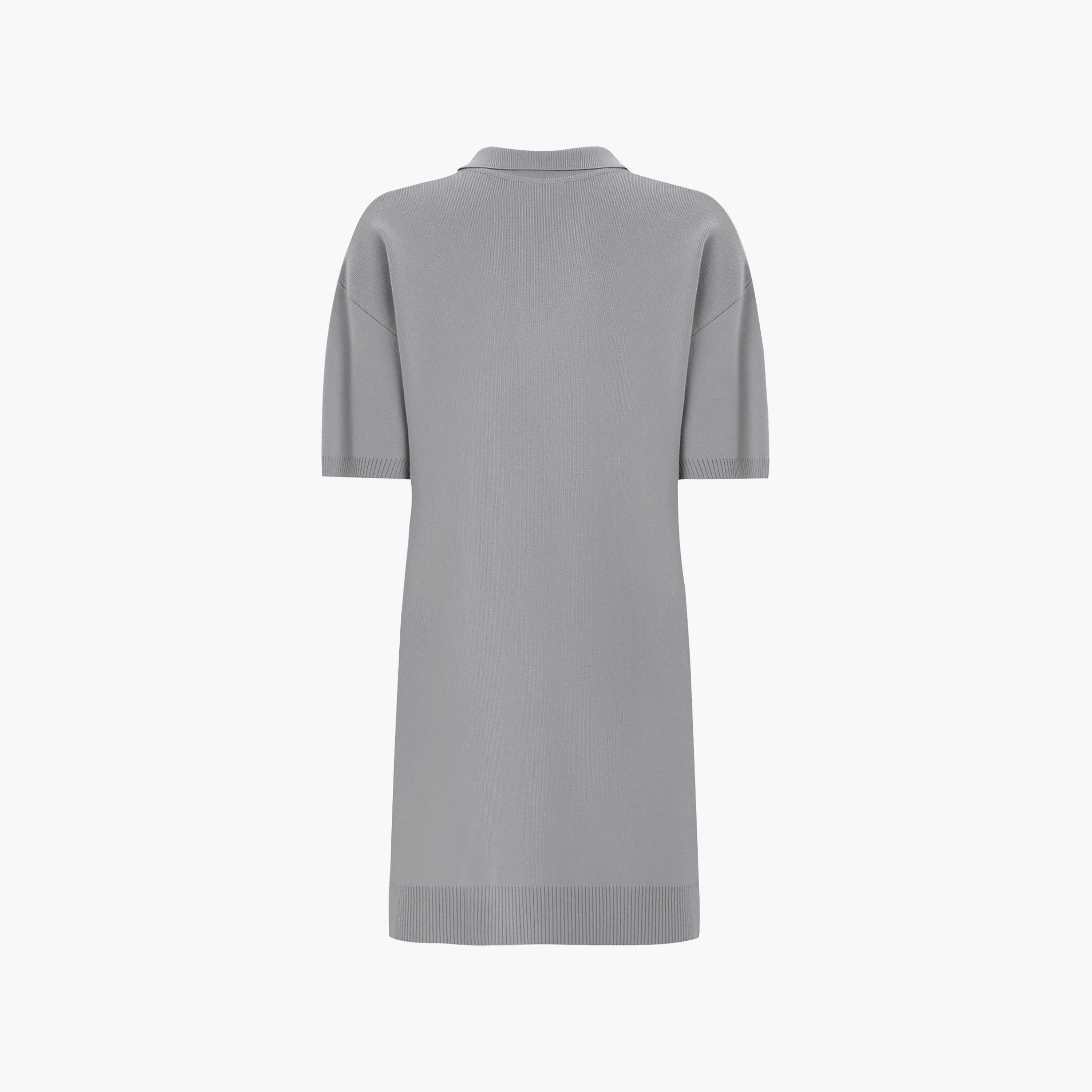 Lichi Grey Jersey Collared Dropped Sleeves T-Shirt Women's Mini Dress-women-clothing-dresses-image-6