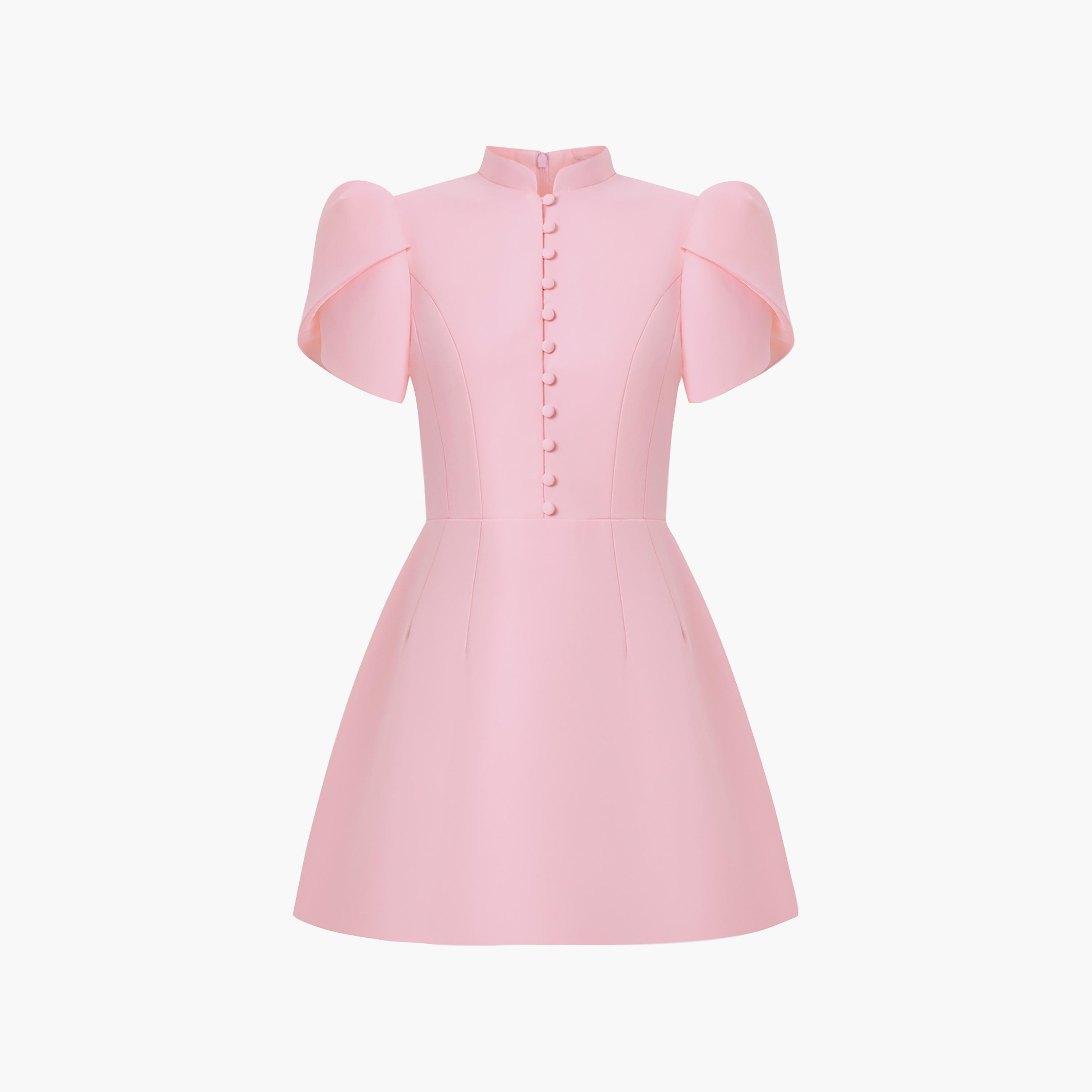 Lichi Mandarin Collar Puff Sleeves Women's Mini Dress-women-clothing-dresses-image-5