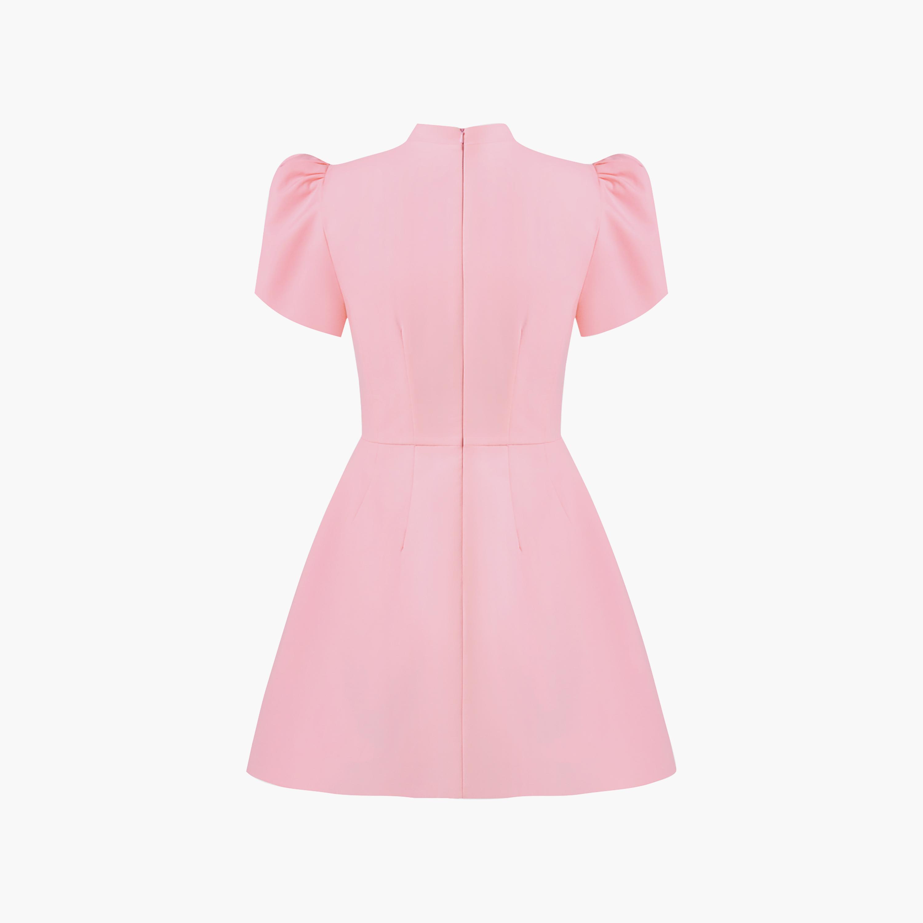 Lichi Mandarin Collar Puff Sleeves Women's Mini Dress-women-clothing-dresses-image-6