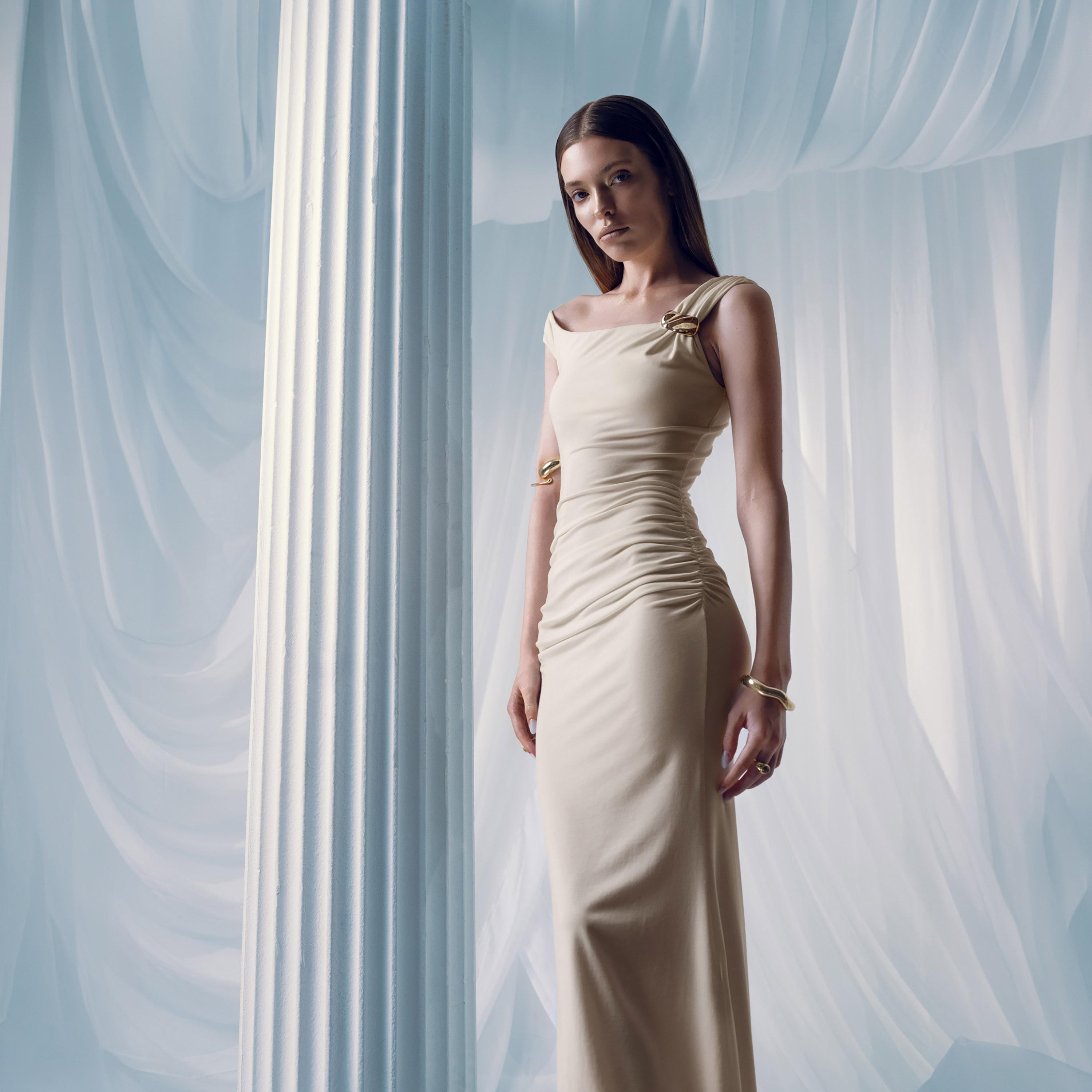فستان سهرة ماكسي ضيق (بودي كون) بكتف واحد للنساء من ليتشي-women-clothing-dresses-image-2
