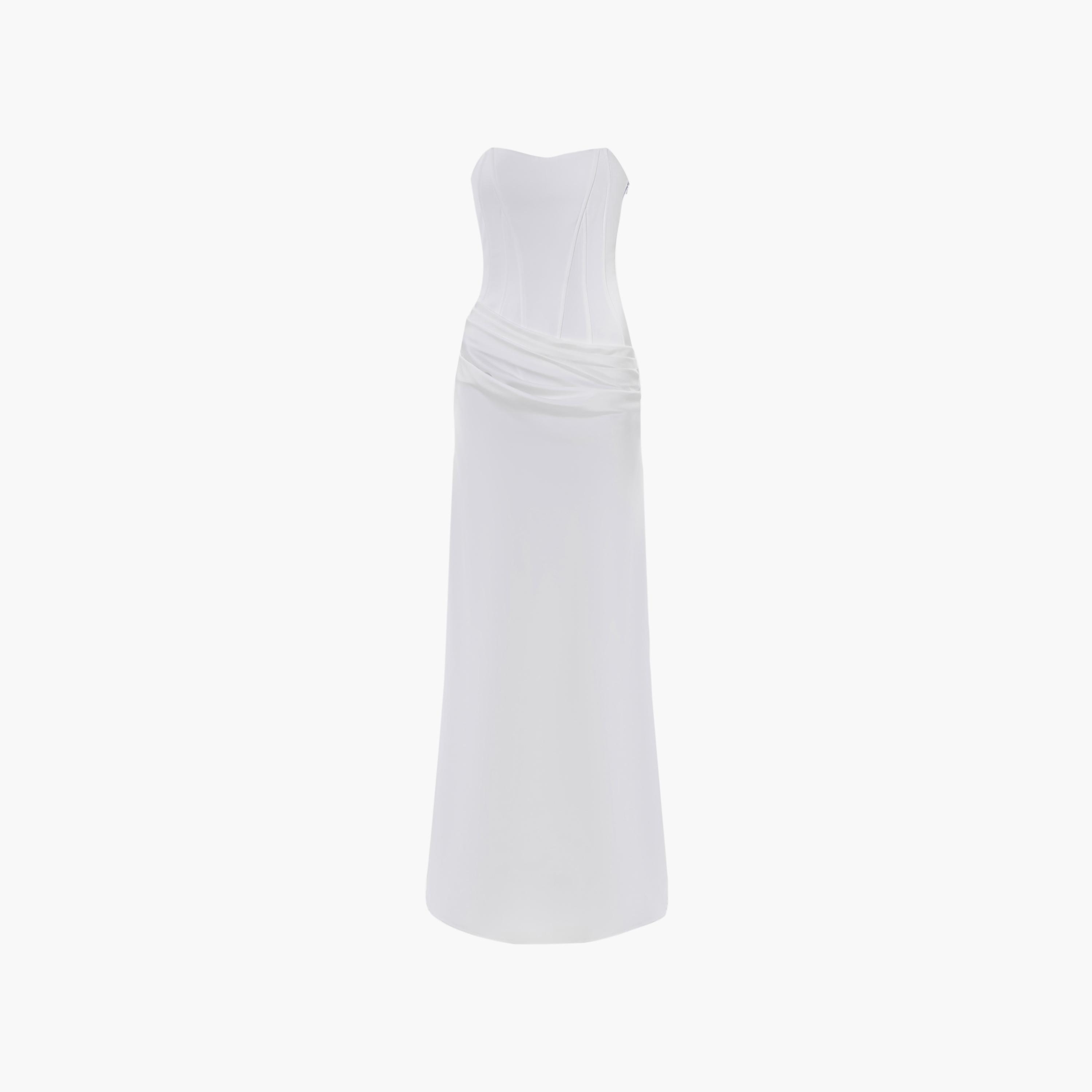 فستان سهرة ماكسي مستقيم (عمودي) ستان بدون حمالات للنساء من ليتشي-women-clothing-dresses-image-5