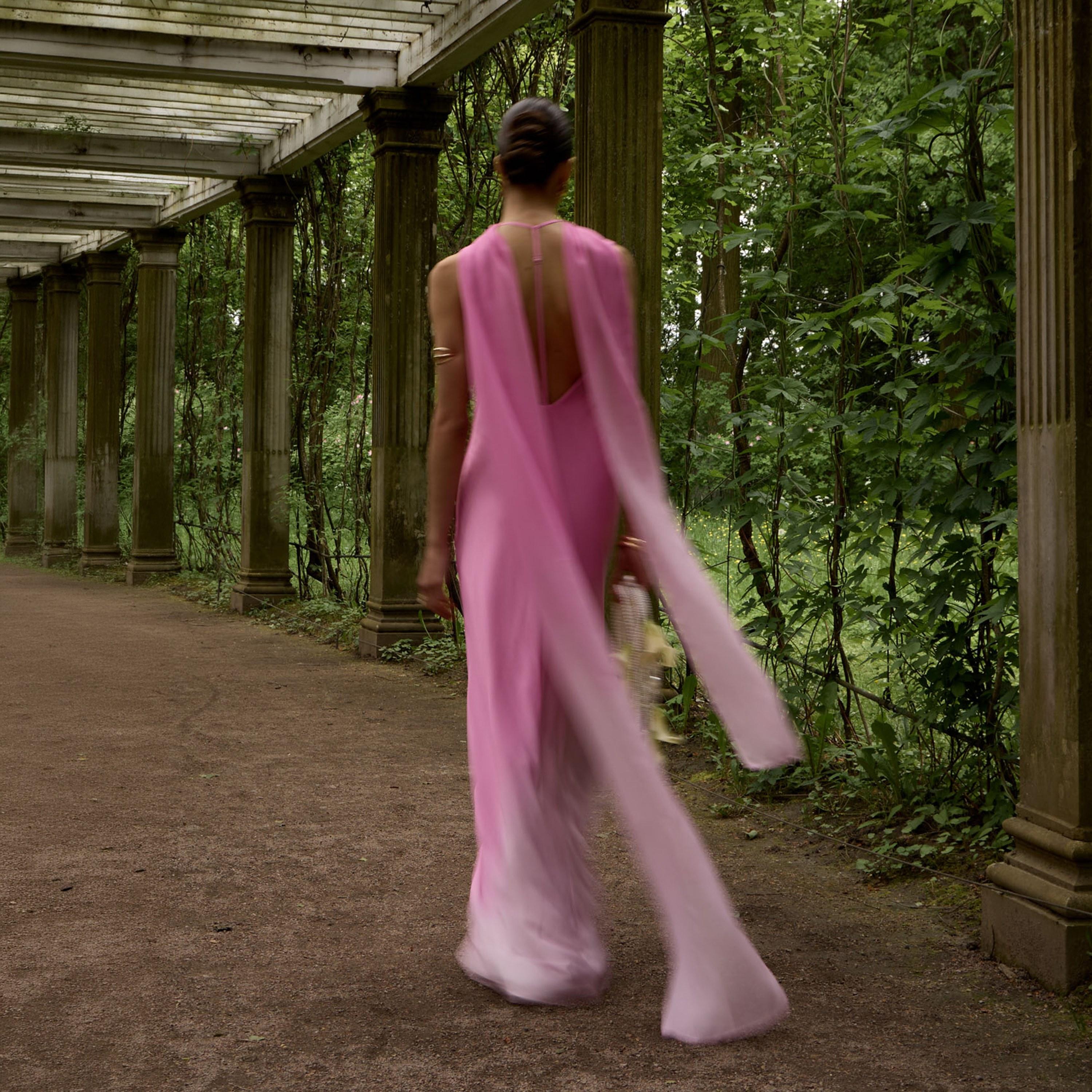 Lichi Pink Gradient Effect Satin Column Women's Maxi Dress-women-clothing-dresses-image-3