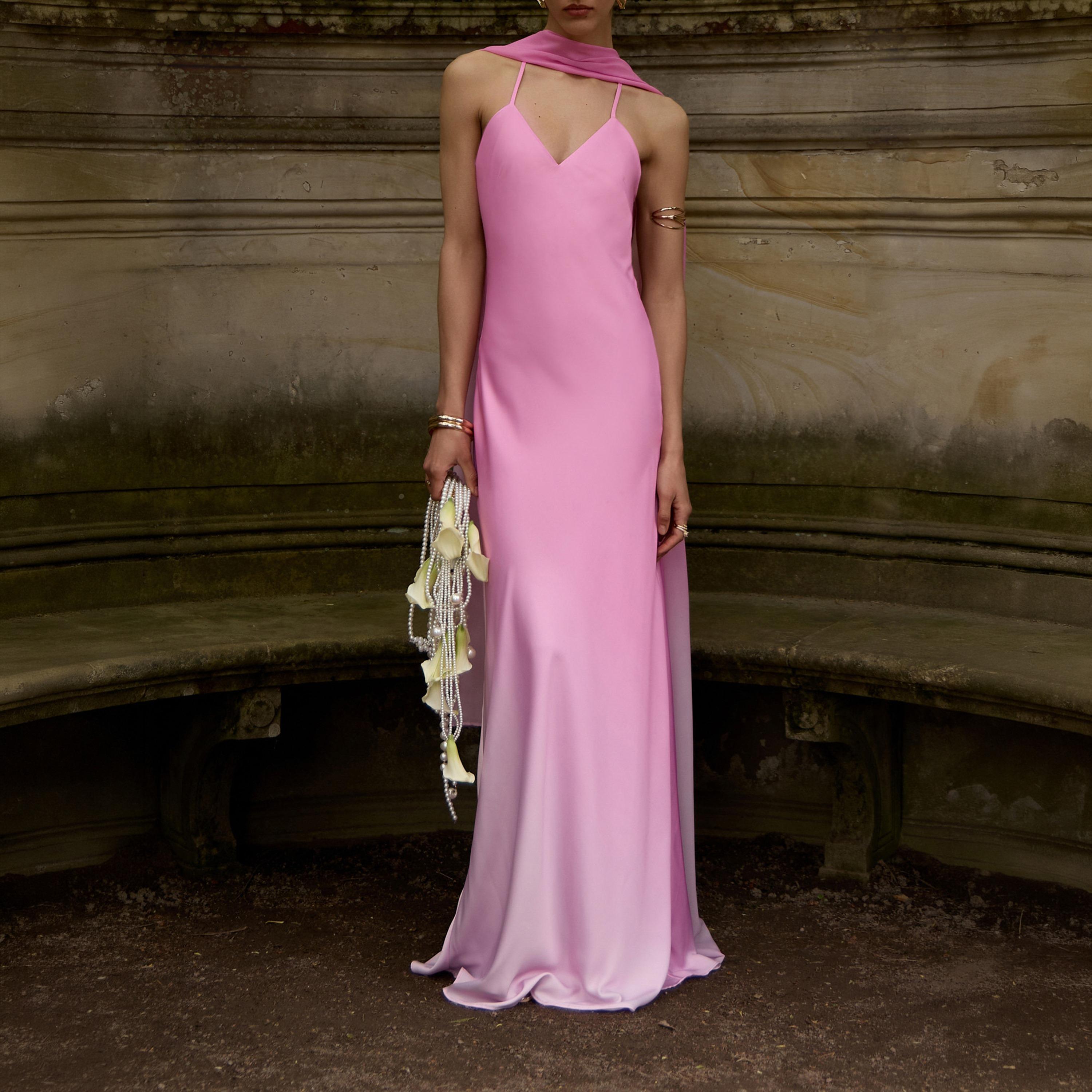 Lichi Pink Gradient Effect Satin Column Women's Maxi Dress-women-clothing-dresses-image-4