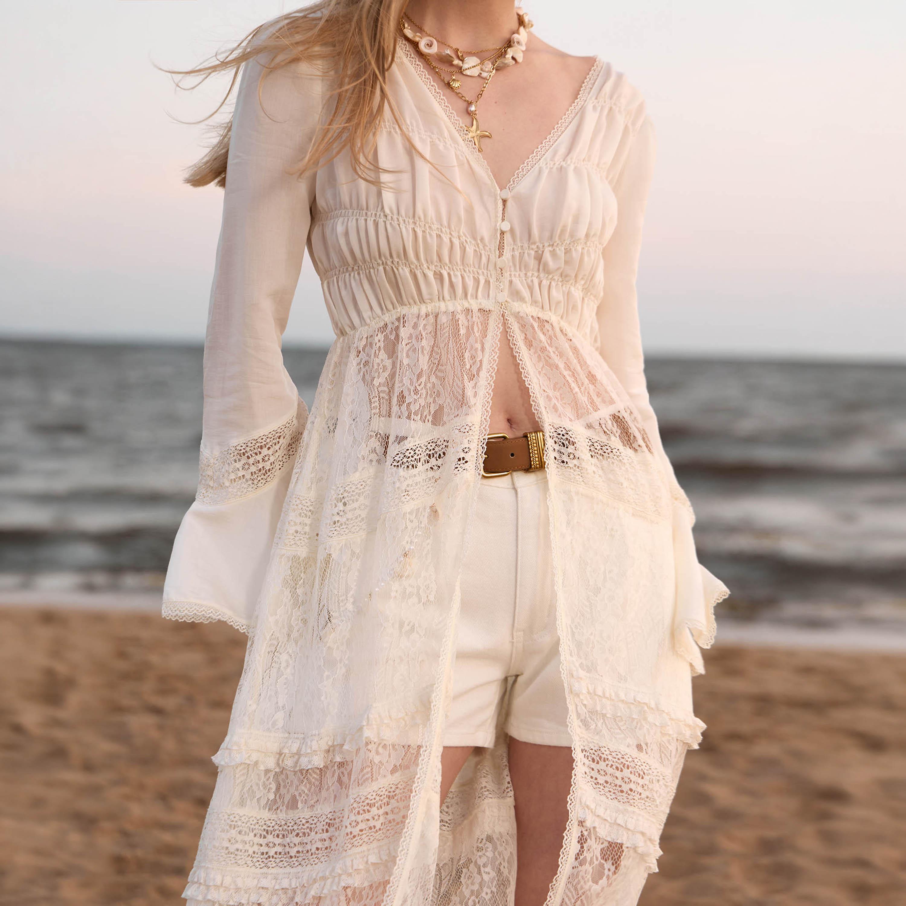 Lichi Cream Floral Lace Bell Sleeves Empire Women's Maxi Dress-women-clothing-dresses-image-3