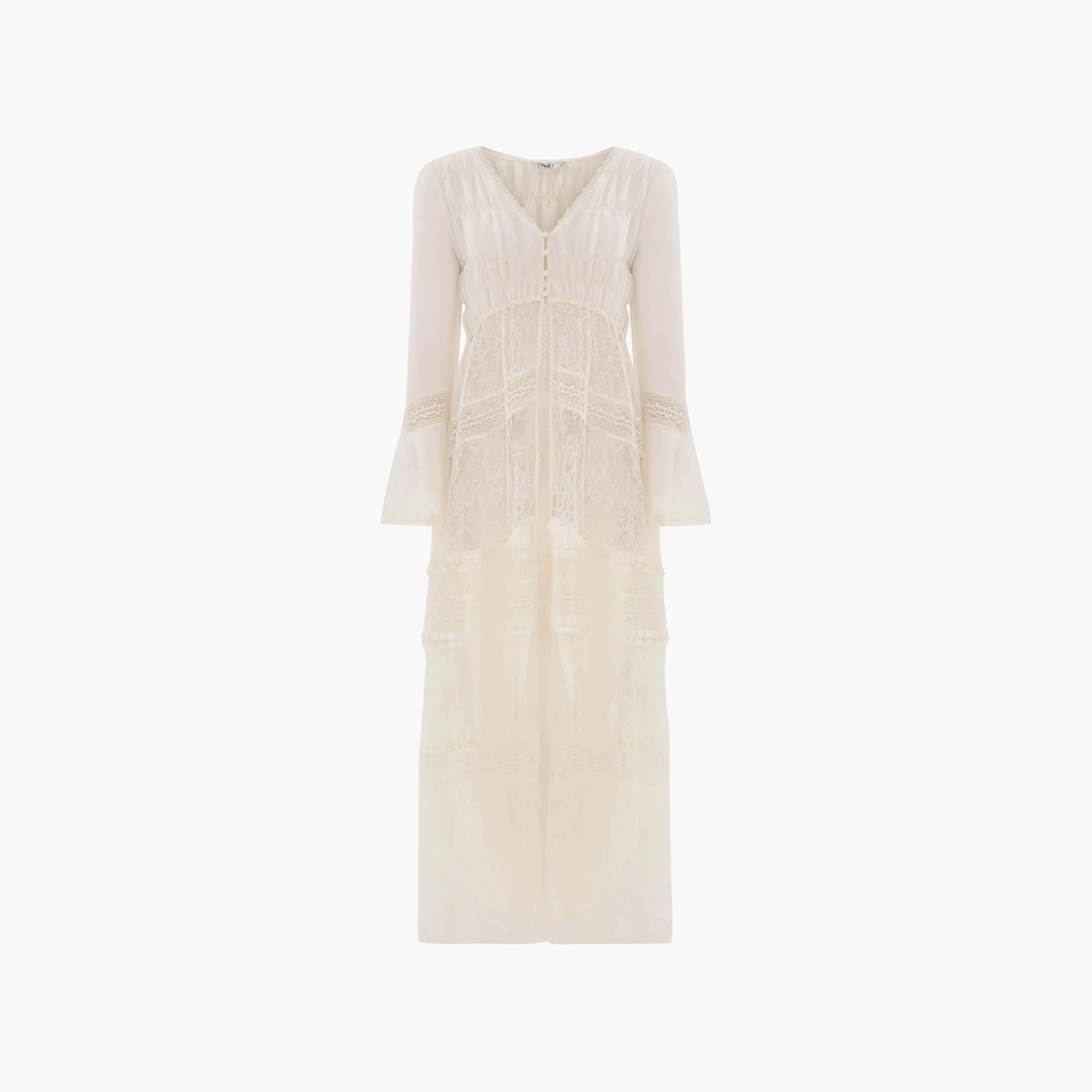 Lichi Cream Floral Lace Bell Sleeves Empire Women's Maxi Dress-women-clothing-dresses-image-4