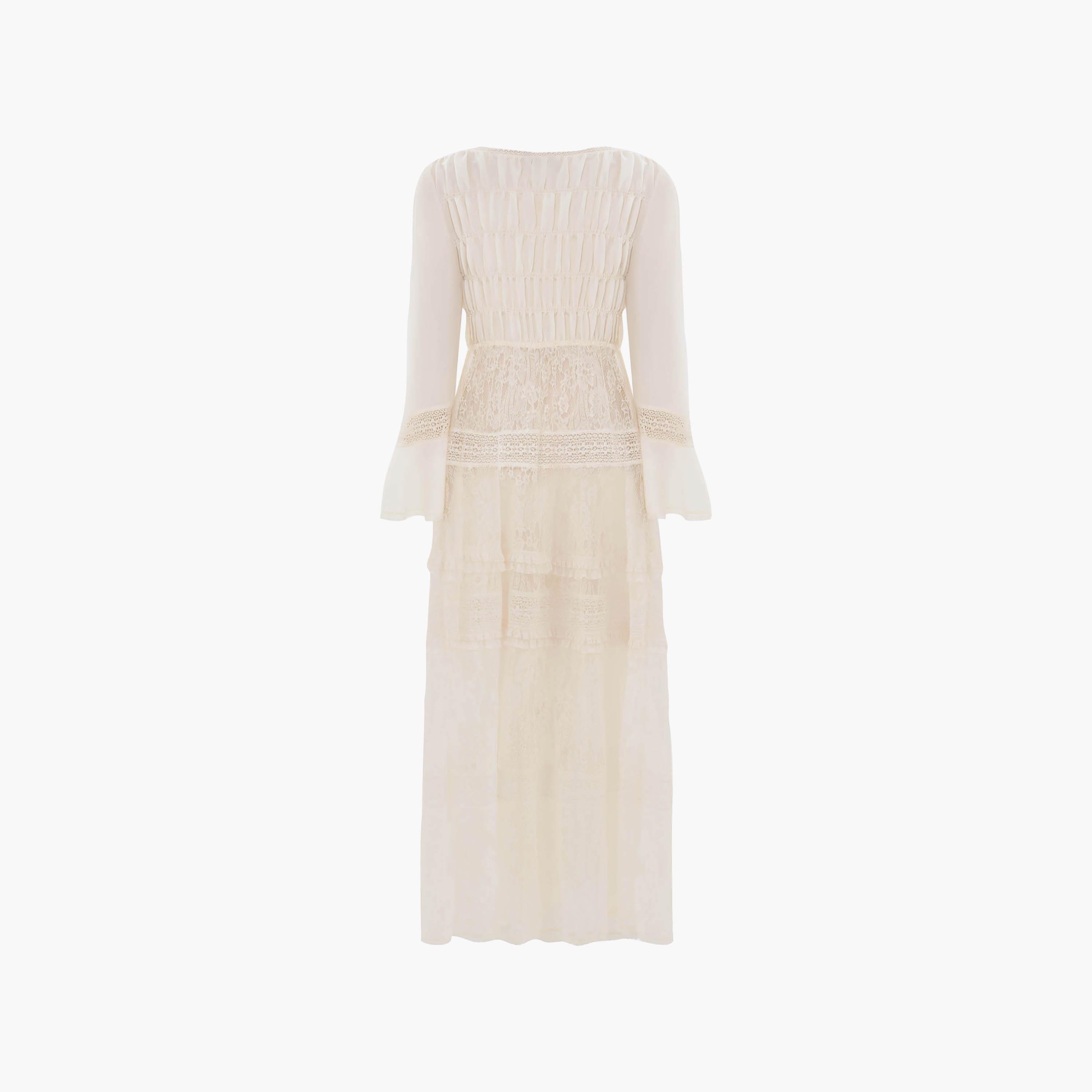 Lichi Cream Floral Lace Bell Sleeves Empire Women's Maxi Dress-women-clothing-dresses-image-5