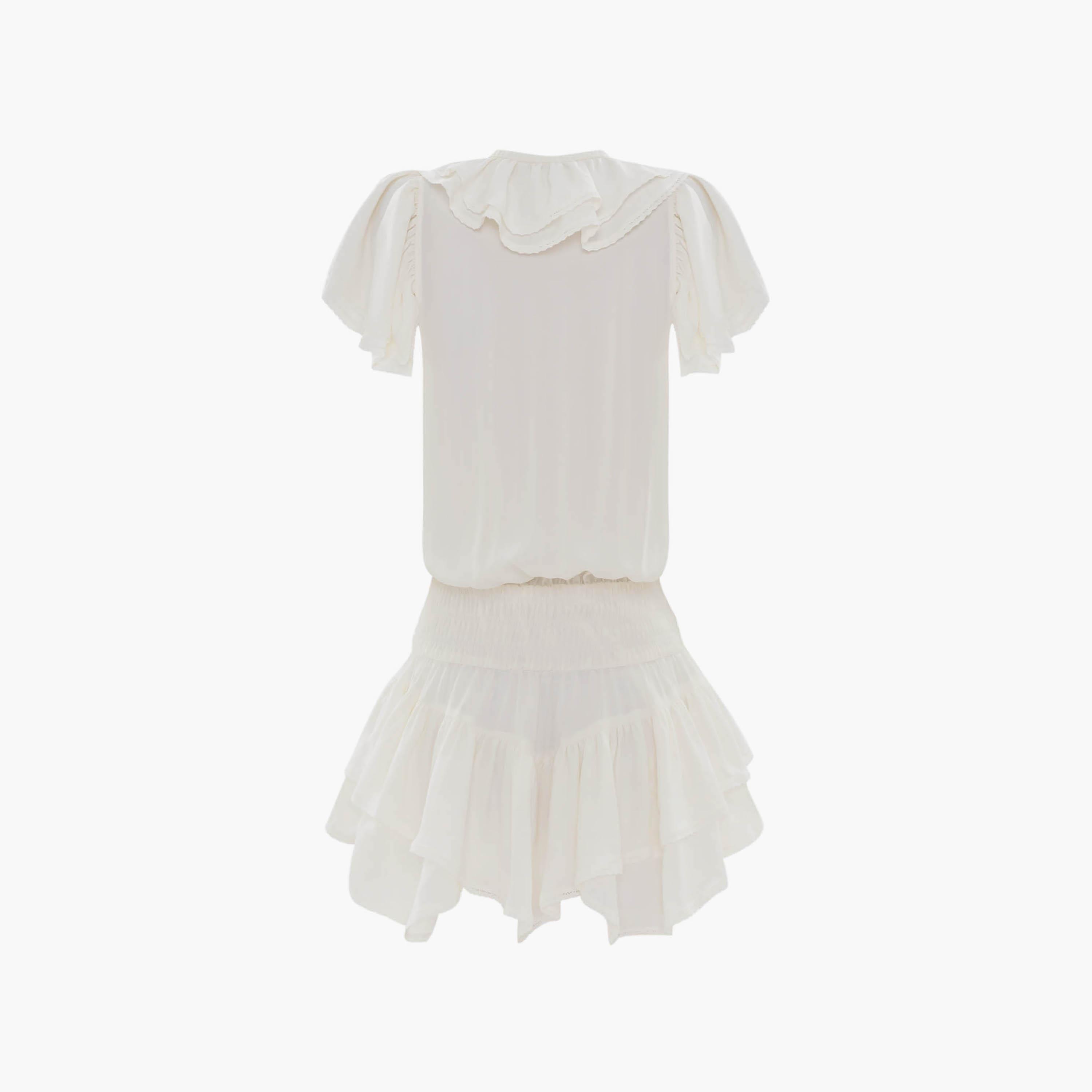 فستان قصير (ميني) بخصر منخفض وأكمام كاب مع ياقة برباط للنساء من ليتشي-women-clothing-dresses-image-6