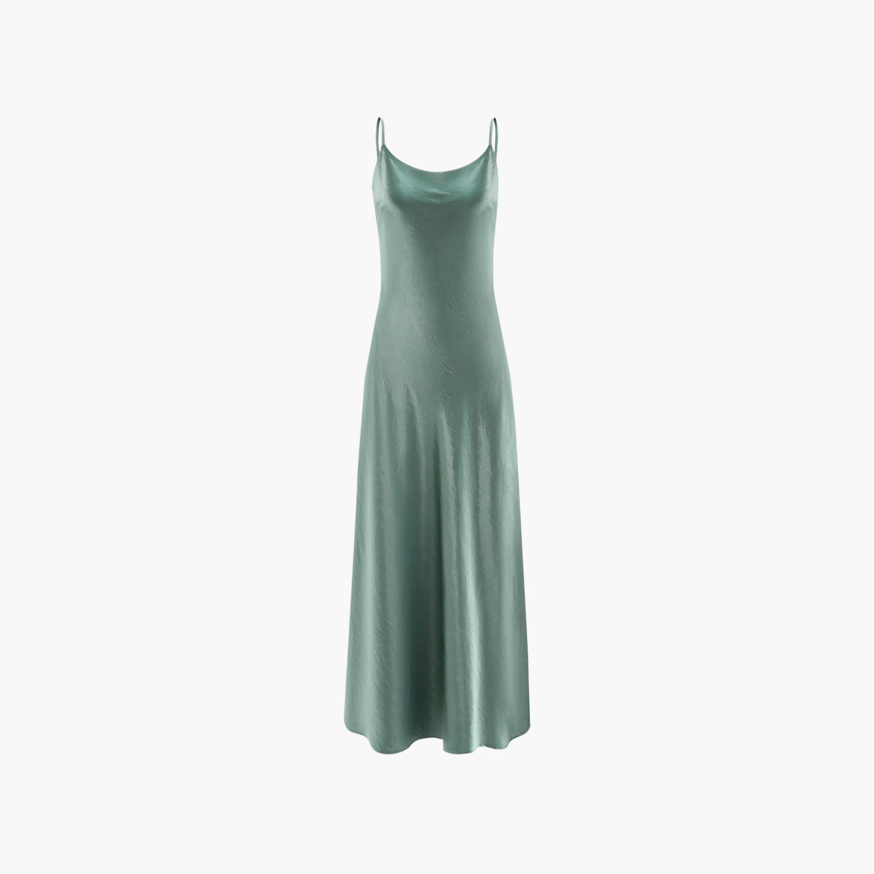 فستان سهرة ماكسي (سليب) ستان بتأثير مجعد وحمالات كتف من ليتشي-women-clothing-dresses-image-5