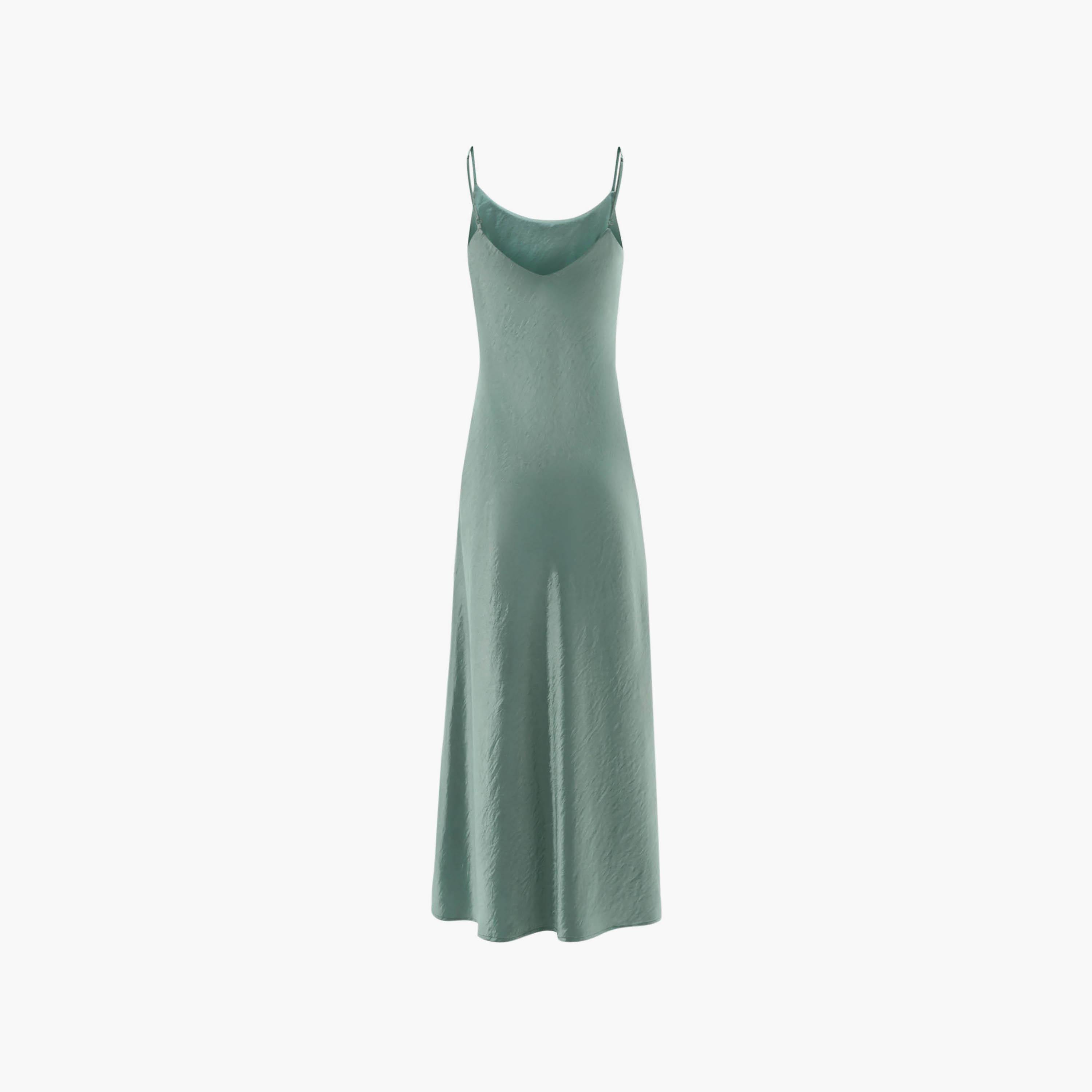 فستان سهرة ماكسي (سليب) ستان بتأثير مجعد وحمالات كتف من ليتشي-women-clothing-dresses-image-6