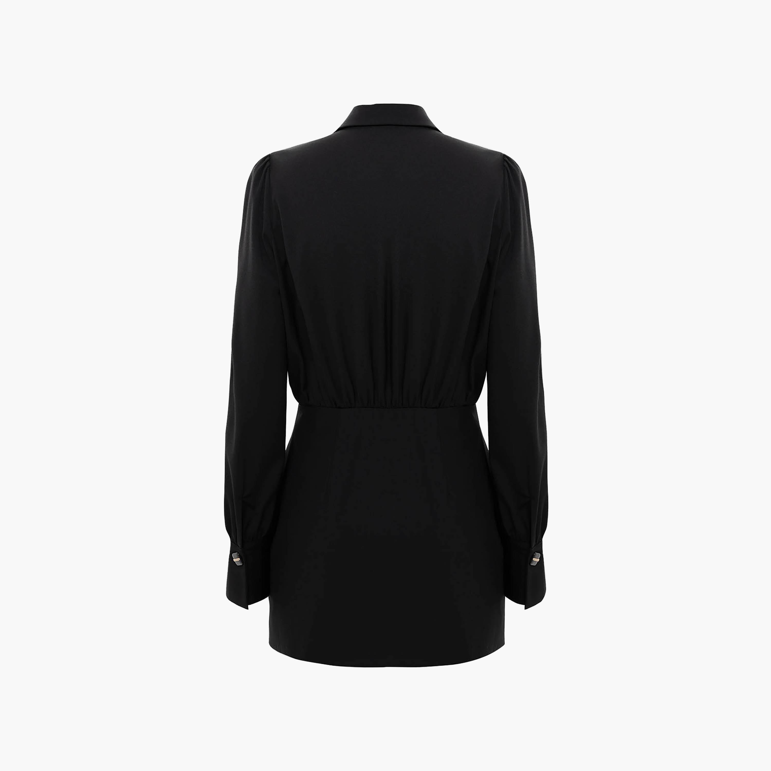فستان ميني بقصة بلازر وبياقة مطوية للنساء باللون الأسود من ليتشي-women-clothing-dresses-image-6