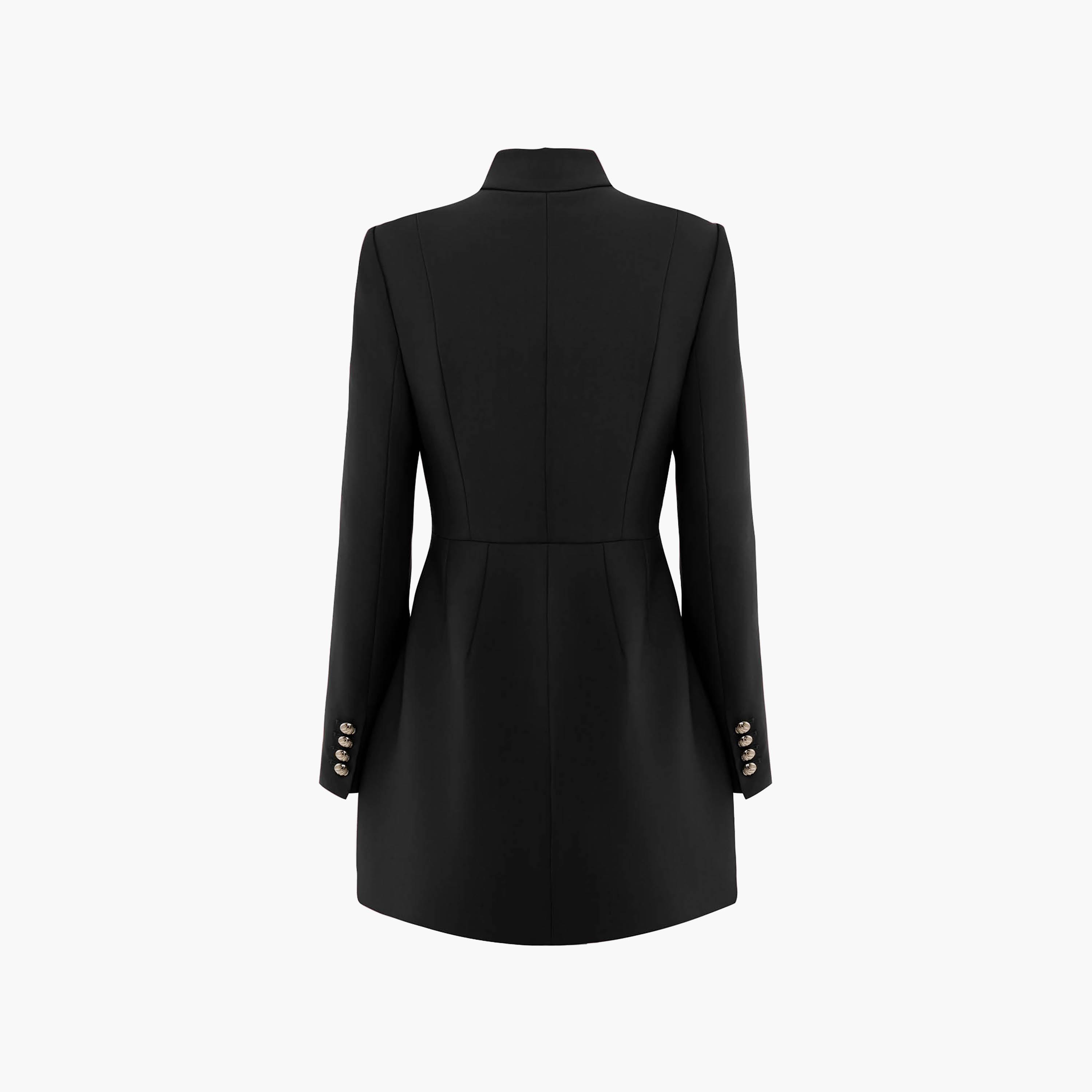 Lichi Black Mandarin Collar Women's Mini Dress-women-clothing-dresses-image-5