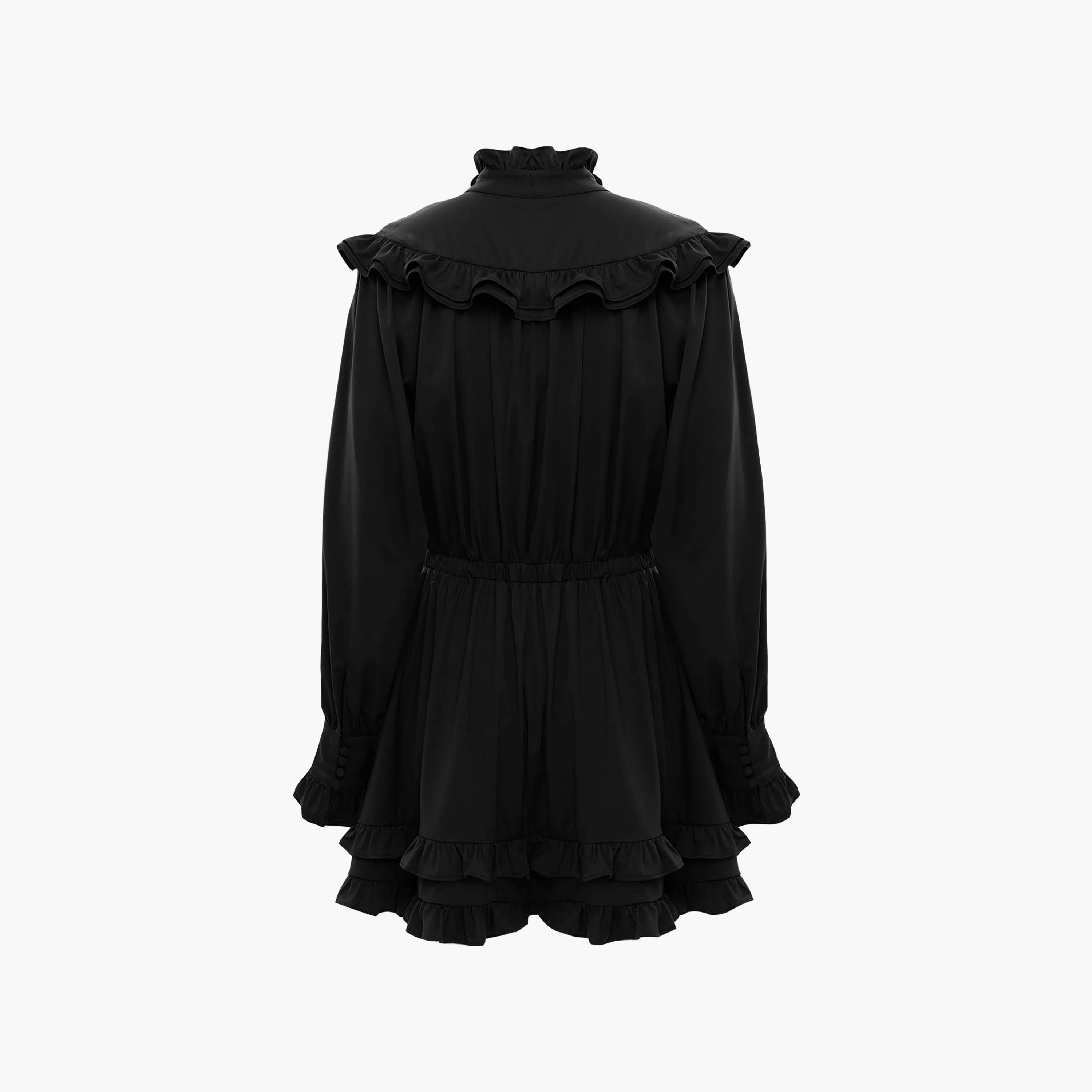 Lichi Ruffled Tie-Up Neck Bishop Sleeves Women's Mini Dress-women-clothing-dresses-image-6