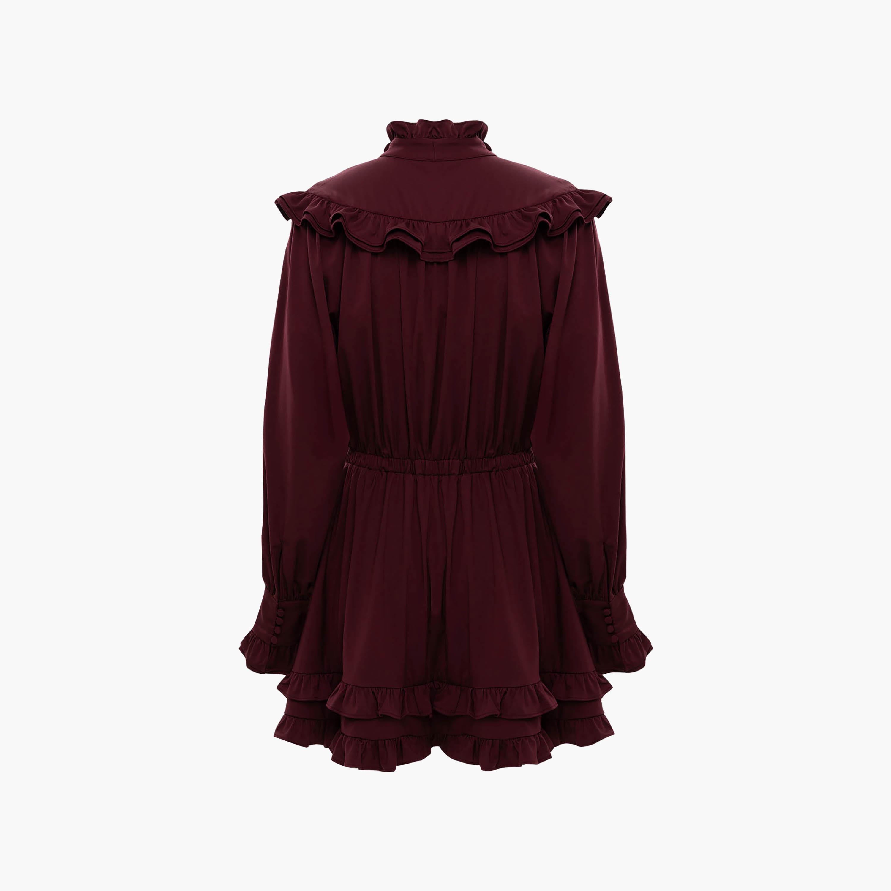 Lichi Ruffled Tie-Up Neck Bishop Sleeves Women's Mini Dress-women-clothing-dresses-image-6
