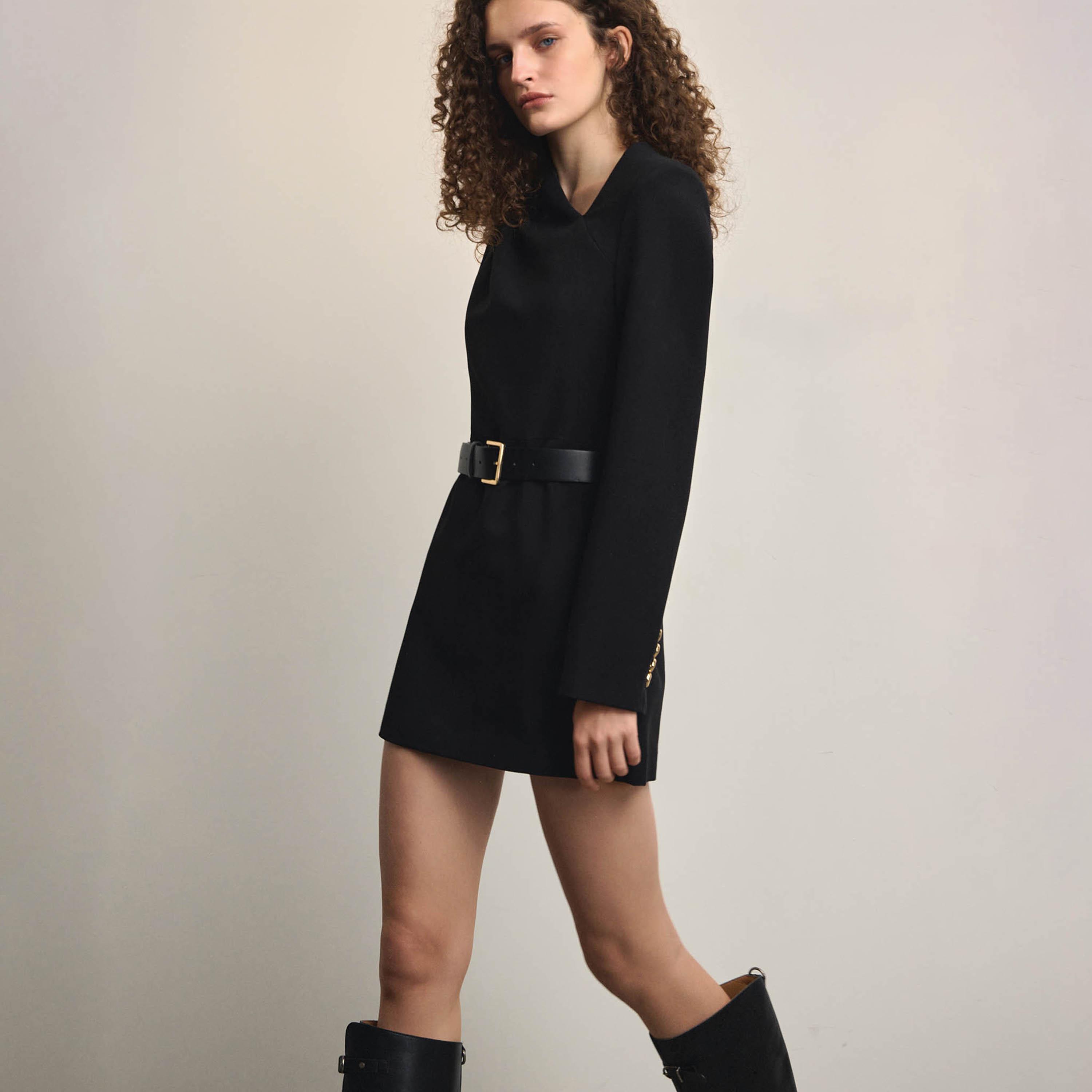 Lichi Black Asymmetric Neck Sheath Women's Mini Dress-women-clothing-dresses-image-4
