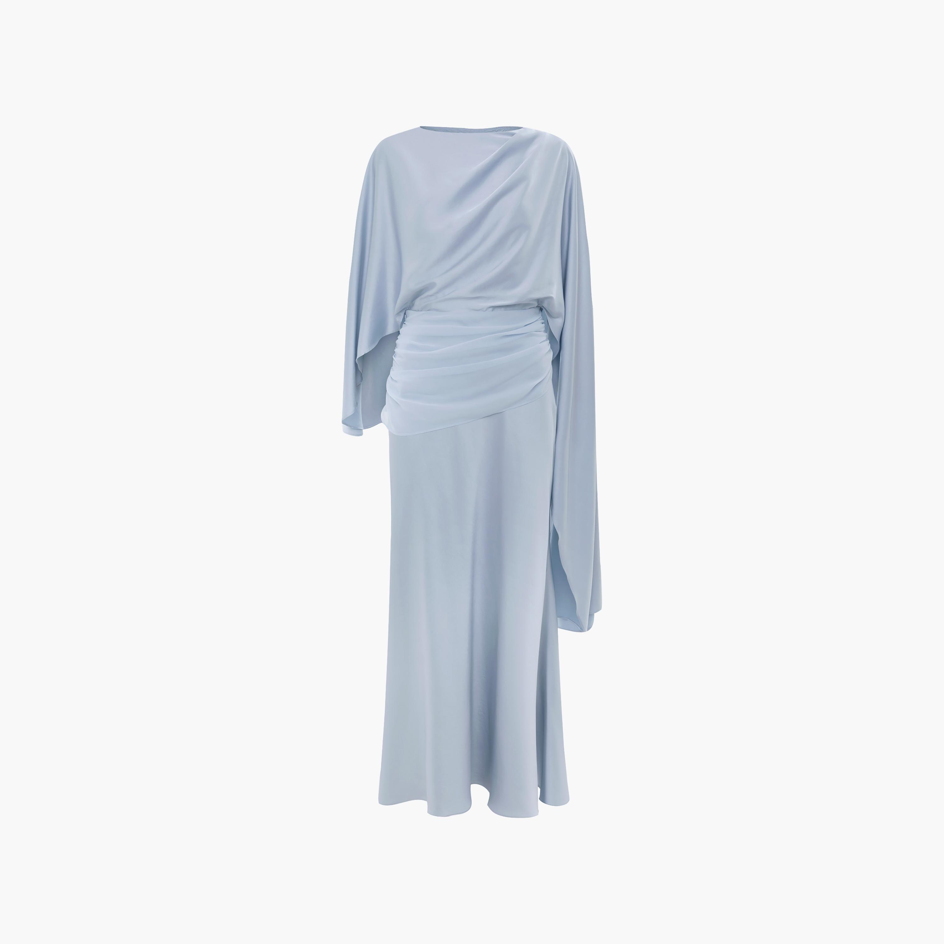 Lichi Blue Ruched Satin Sheath Women's Maxi Evening Dress-women-clothing-dresses-image-5