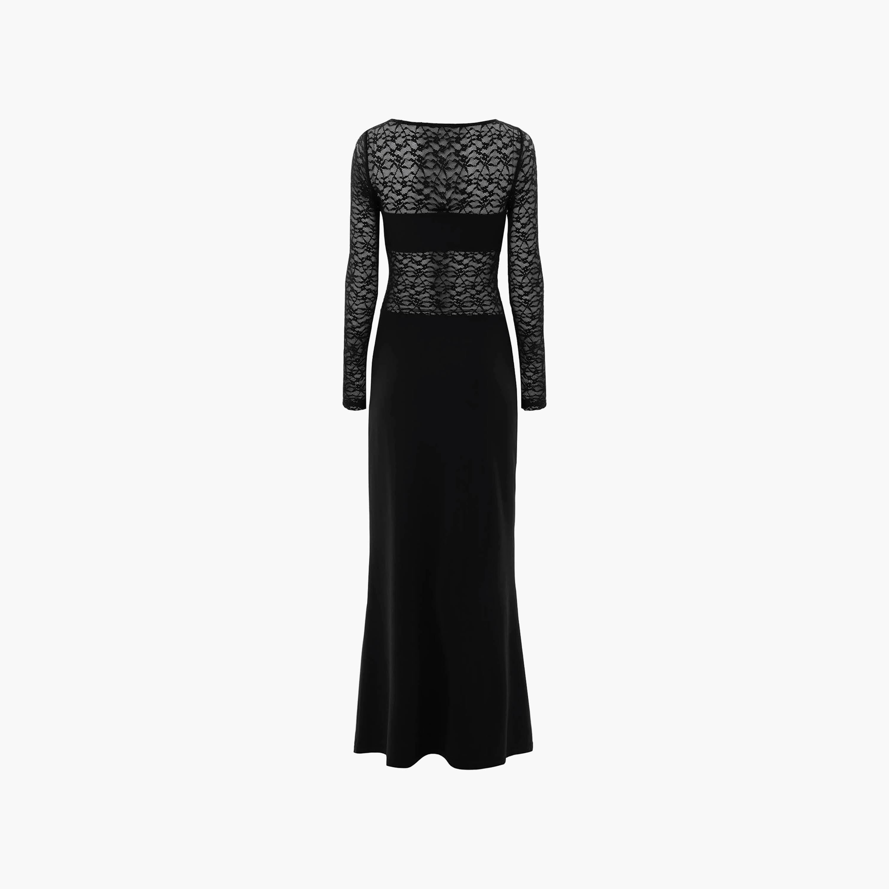 فستان سهرة ماكسي عمودي من الدانتيل بنقشة زهور للنساء باللون الأسود من ليتشي-women-clothing-dresses-image-6