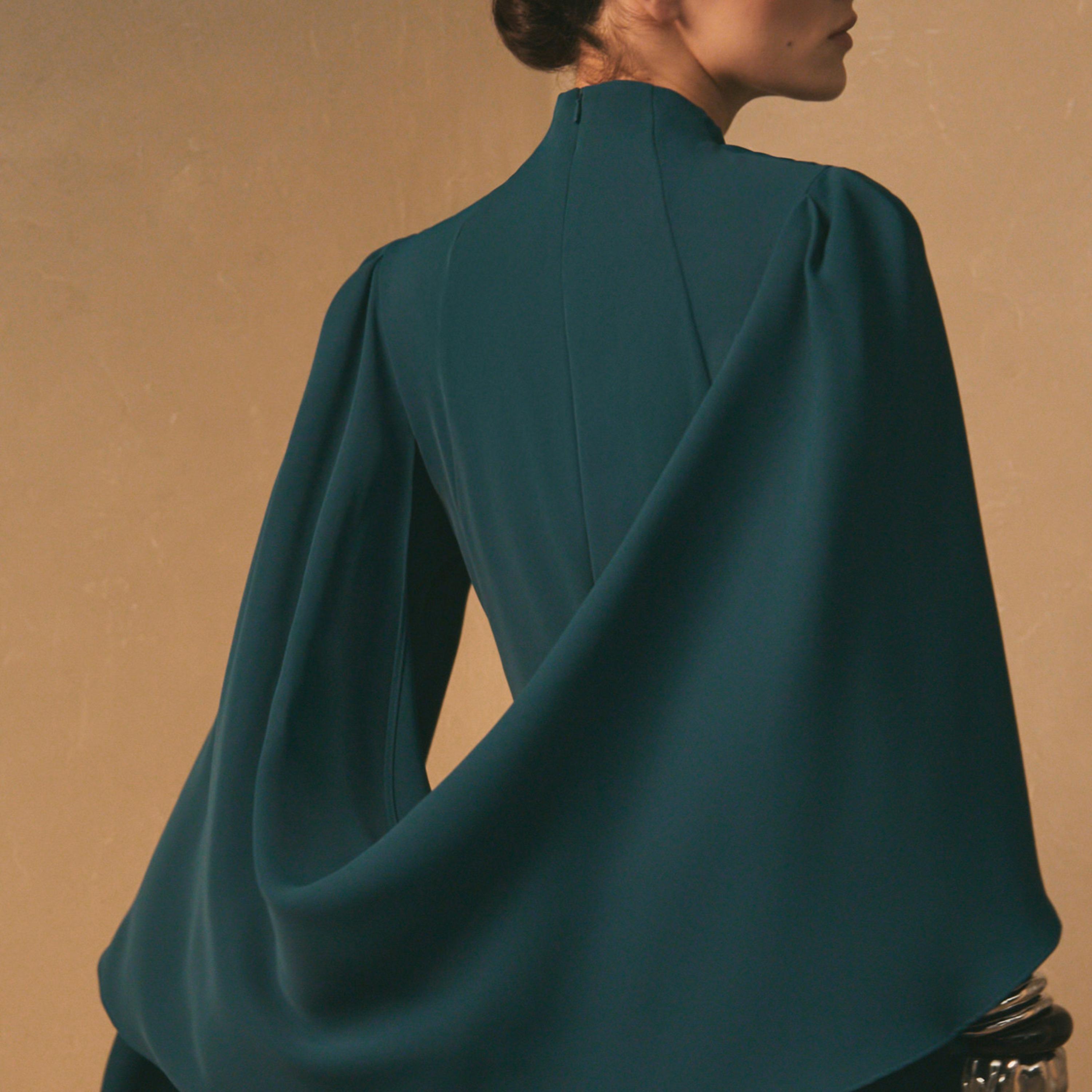 فستان سهرة ماكسي كلوش (فليرد) بياقة عالية مرنة (موك نيك) للنساء من ليتشي-women-clothing-dresses-image-4