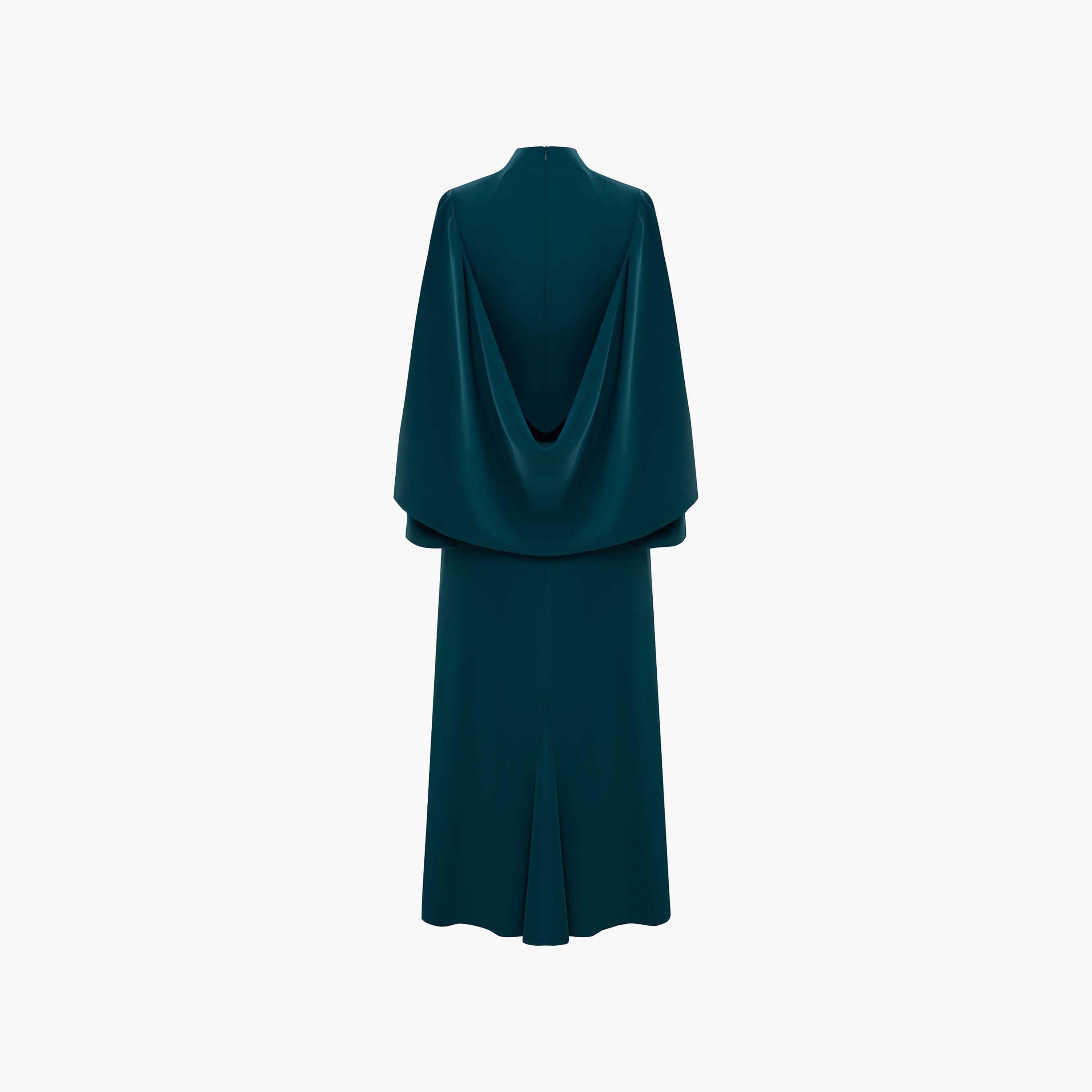 فستان سهرة ماكسي كلوش (فليرد) بياقة عالية مرنة (موك نيك) للنساء من ليتشي-women-clothing-dresses-image-6