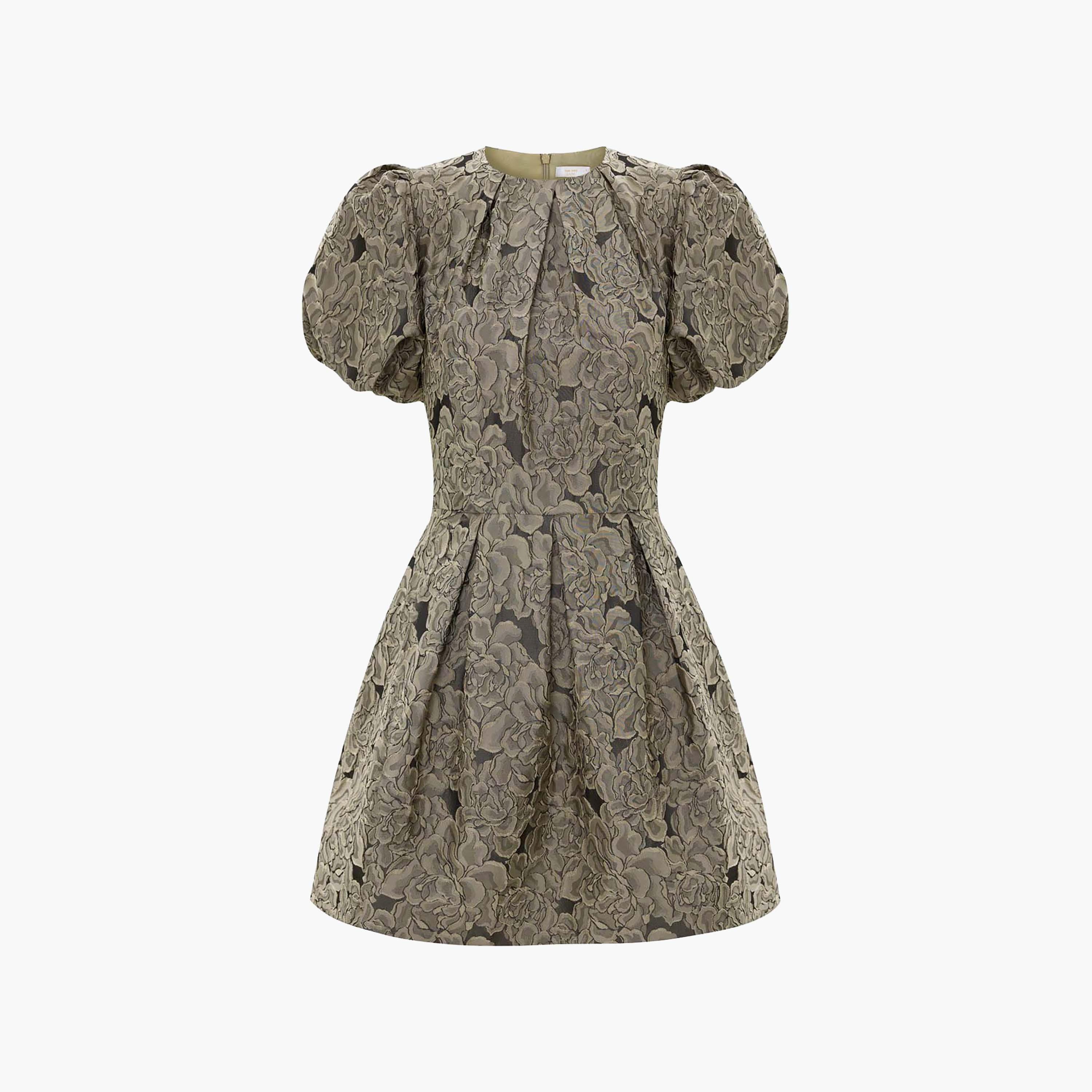 فستان ميني واسع (سكايتر) بأكمام منفوخة من الجاكار بنقشة زهور للنساء من ليتشي-women-clothing-dresses-image-5