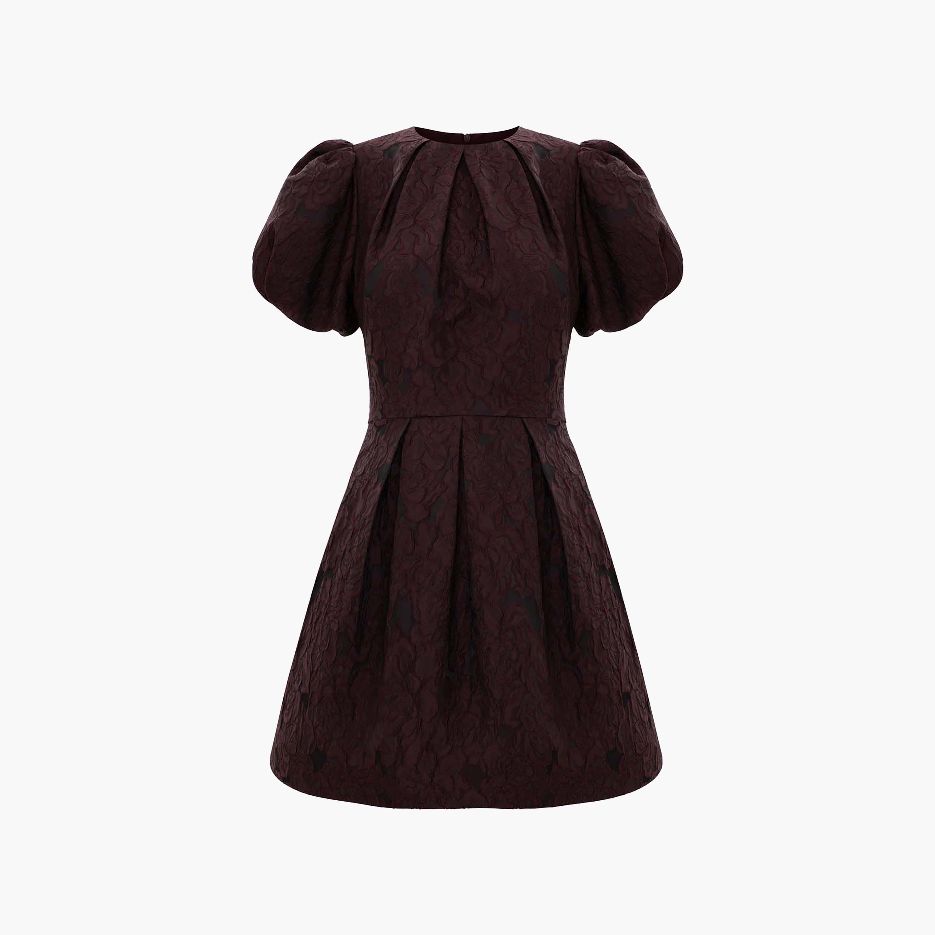 Lichi Floral Jacquard Puff Sleeves Skater Women's Mini Dress-women-clothing-dresses-image-4