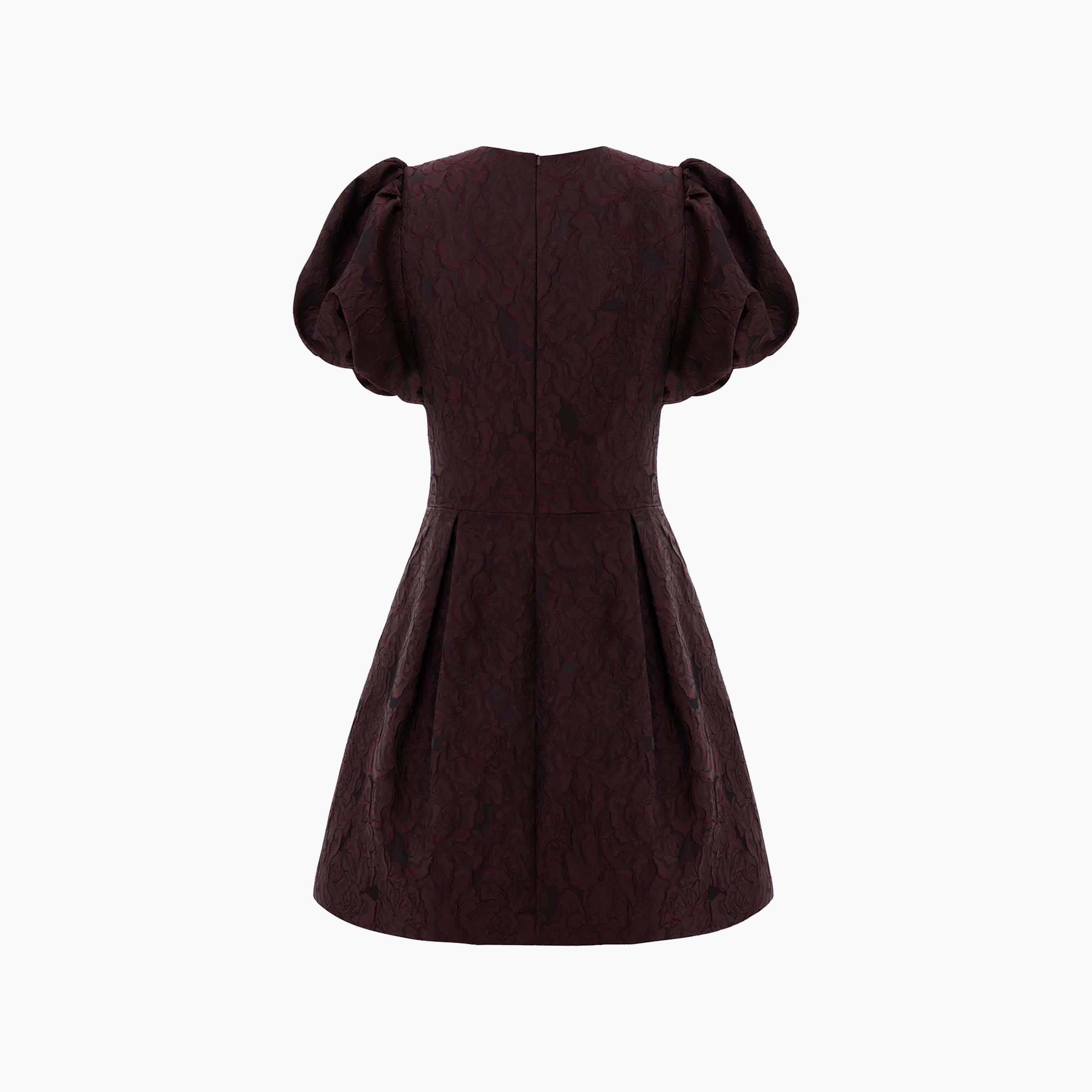 Lichi Floral Jacquard Puff Sleeves Skater Women's Mini Dress-women-clothing-dresses-image-5