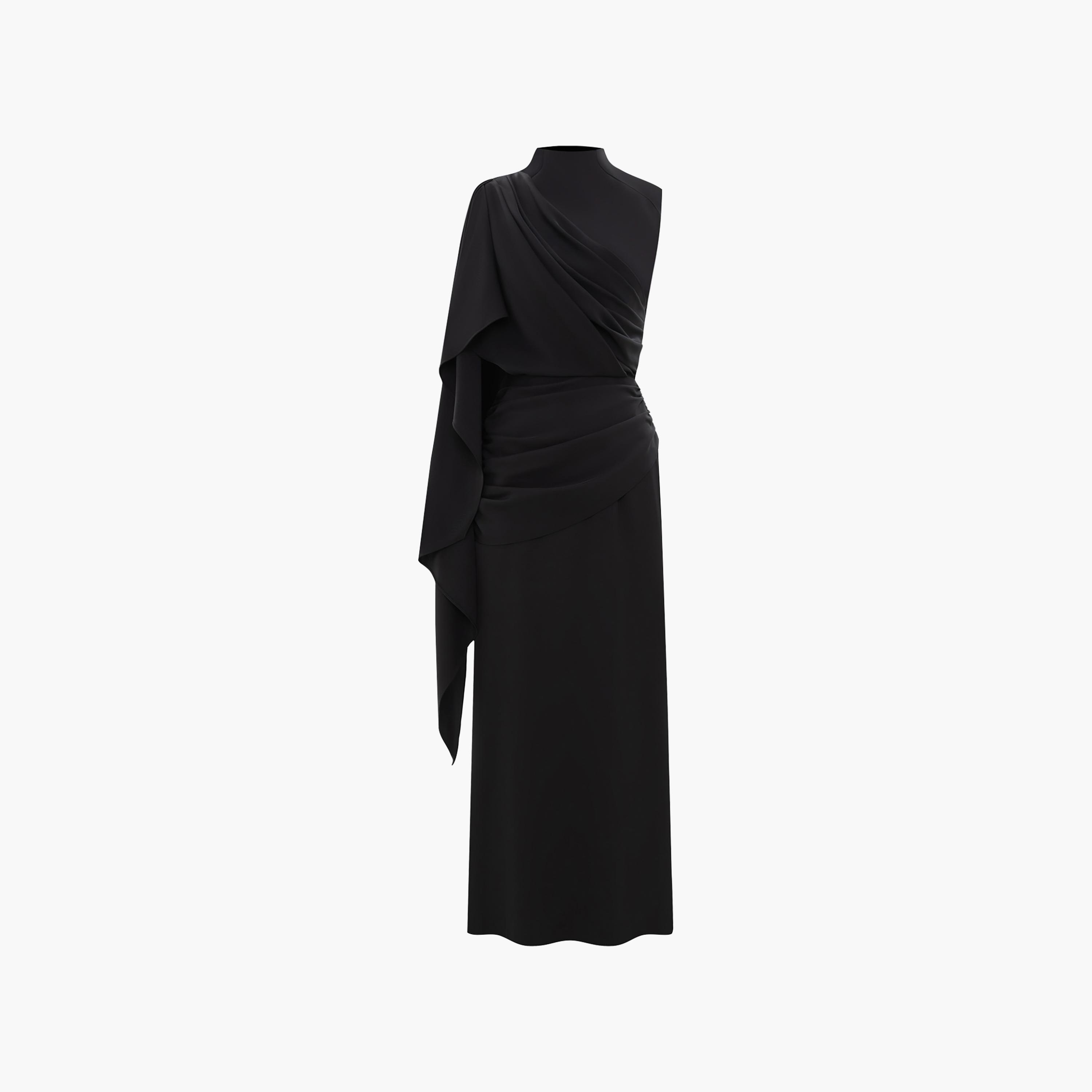فستان سهرة ميدي ضيق (شيث) بياقة عالية مرنة (موك نيك) من ليتشي-women-clothing-dresses-image-5