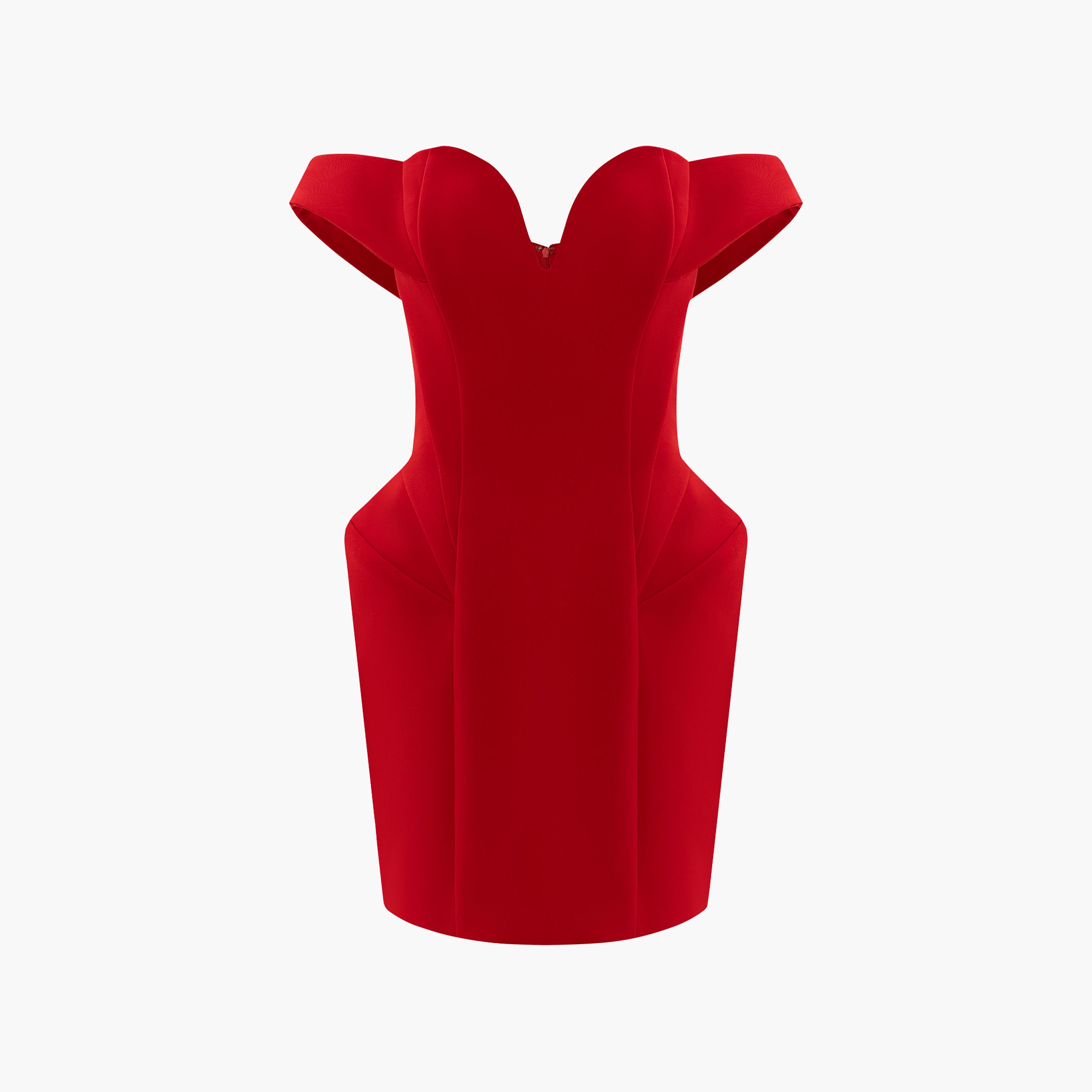 Lichi Red Off-Shoulder Sheath Women's Mini Evening Dress-women-clothing-dresses-image-5