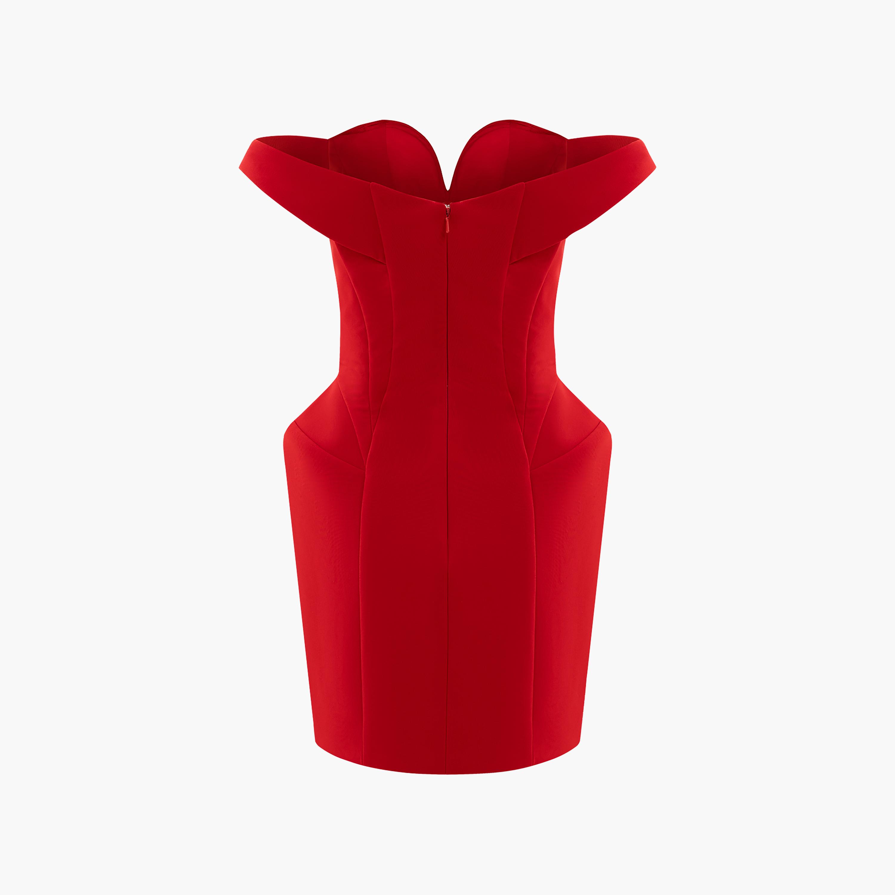 Lichi Red Off-Shoulder Sheath Women's Mini Evening Dress-women-clothing-dresses-image-6