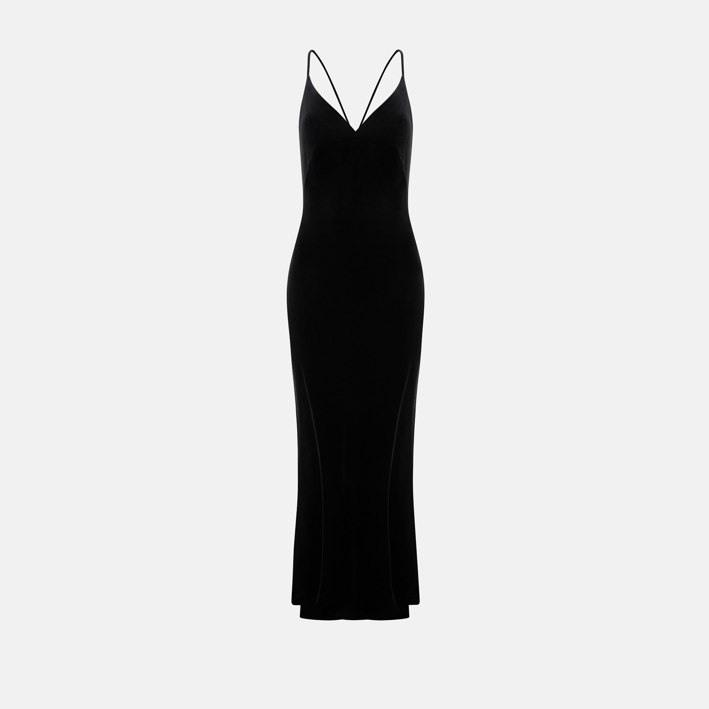 Lichi Black Velvet Shoulder Straps Trumpet Women's Evening Maxi Dress-women-clothing-dresses-image-5