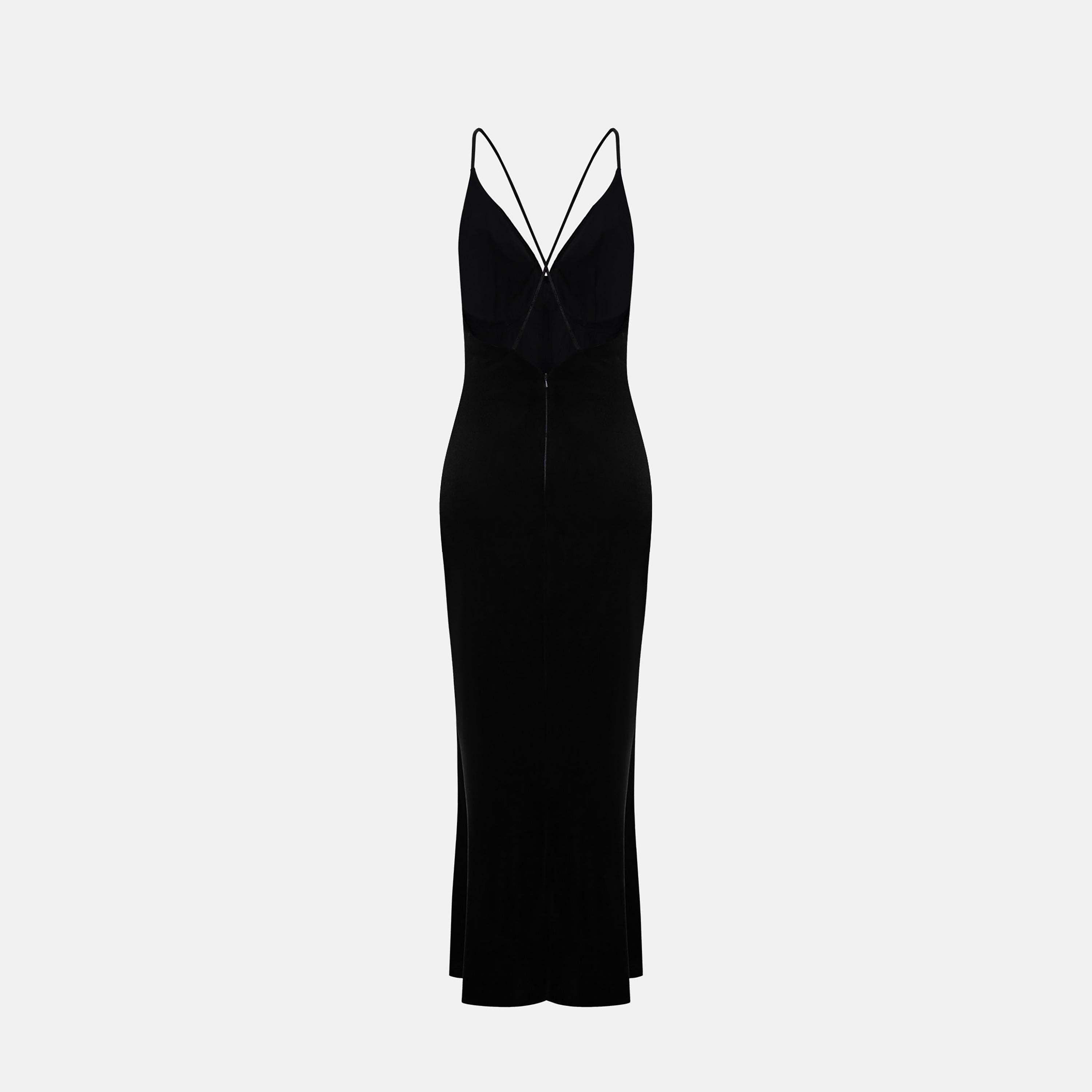 Lichi Black Velvet Shoulder Straps Trumpet Women's Evening Maxi Dress-women-clothing-dresses-image-6